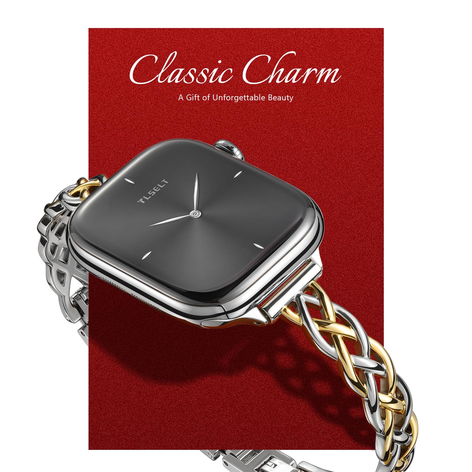 Silm Bracelet Compatible with Apple Watch Bands 38/40/41/42/44/45/46/49mm for Women, Celtic Thin Dressy Stainless Steel Metal Designer Fancy Strap for iWatch Series 11 10 9 8 7 6 5 4 3 SE Ultra — view 2
