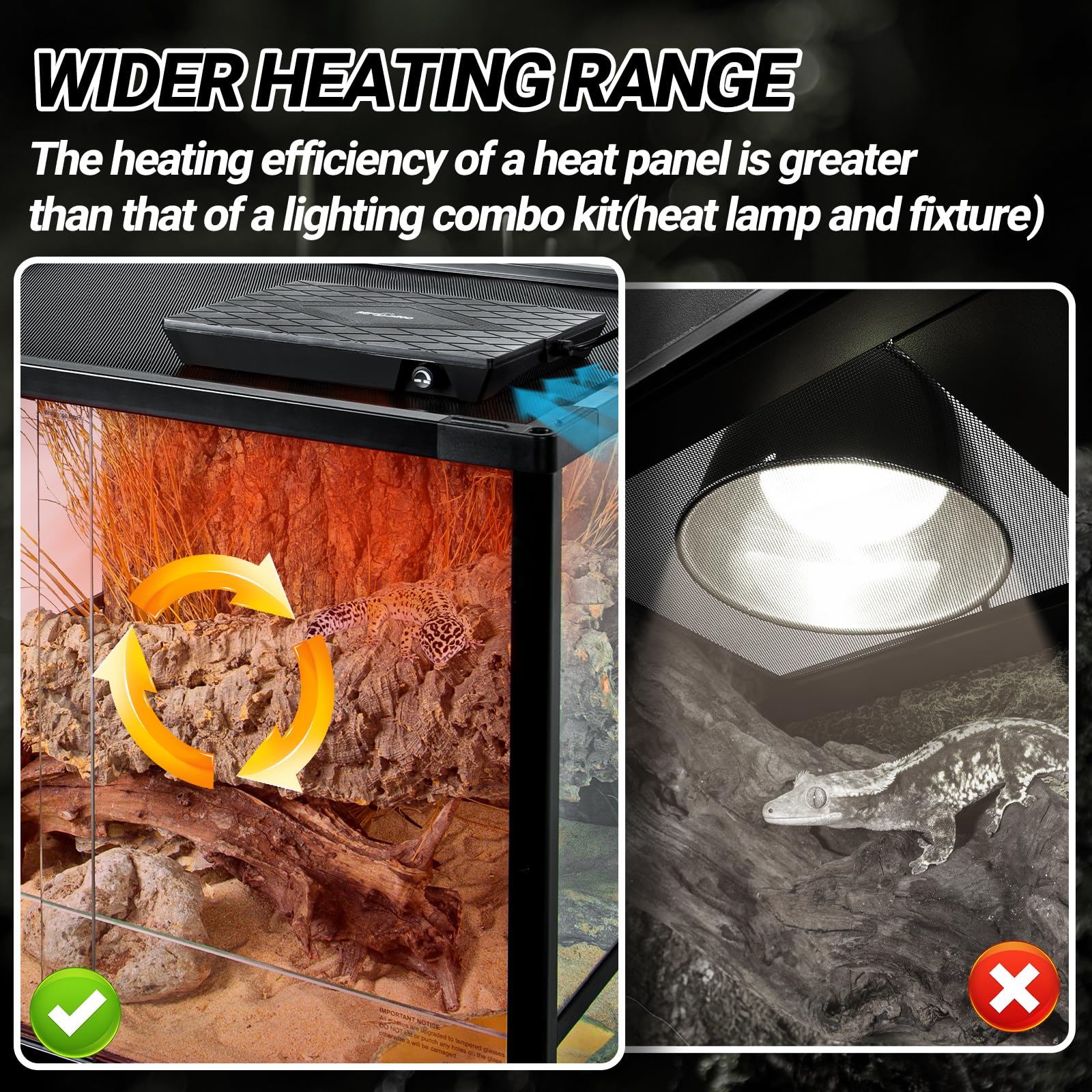 REPTI ZOO Reptile Heat Panel Adjustable Temperature Reptile Heating Plate, Non-Light Heating Solution with Expanded Heating Range for Hermit Crabs/Leopard Geckos/Turtles/Snakes/Lizards - image 3