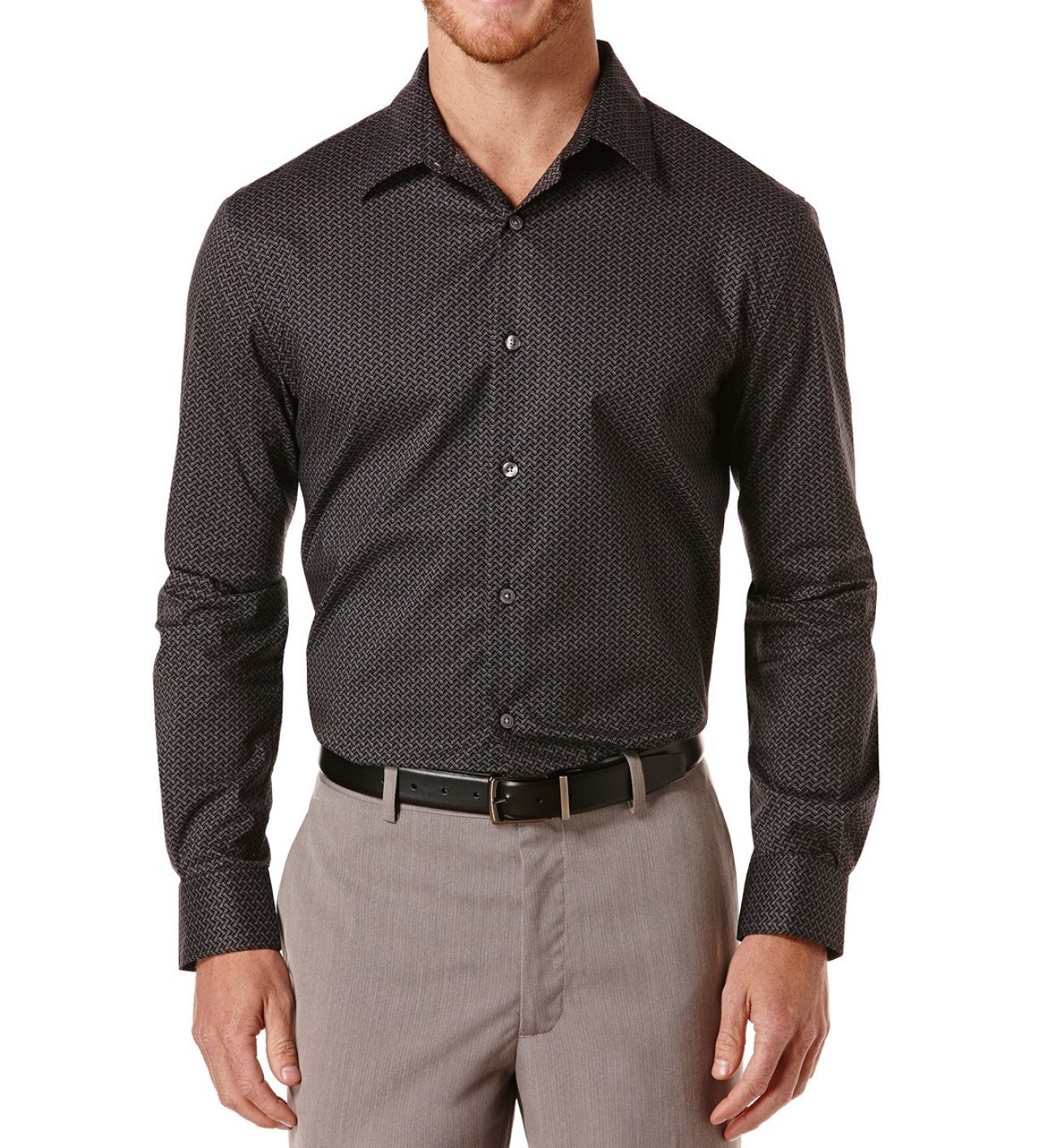 Perry Ellis Men's Long Sleeve Chevron Print Shirt