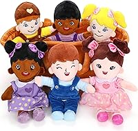 Qpewep 6-Piece Diversity Baby Plush Dolls 8" Basket Set - Interchangeable Clothes, Super Soft Stuffed Toys for Kids, Inclusion Gifts