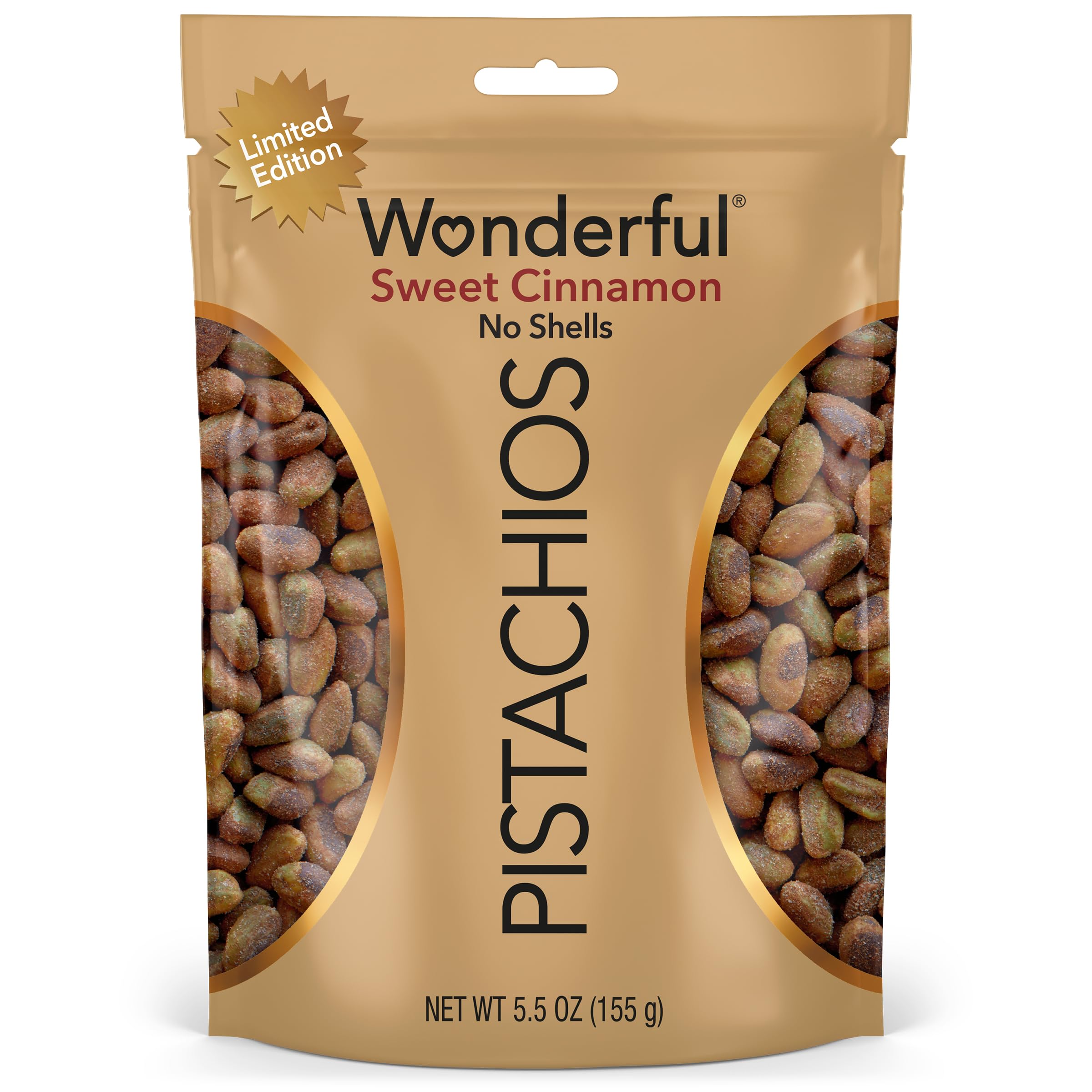 No Shells, Sweet Cinnamon Flavored Nuts, 5.5 Ounce Resealable Bag, Protein Snacks, Gluten Free, Healthy Vegan Snacks