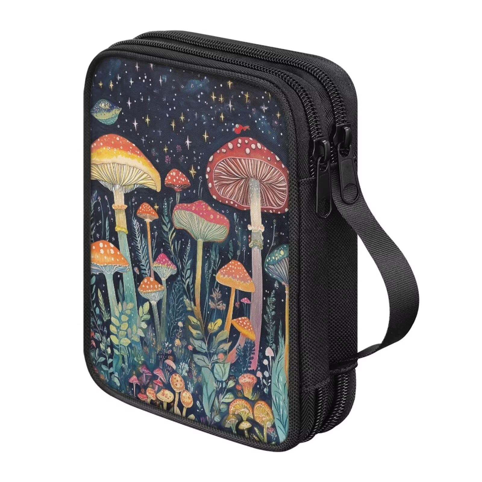 Uorisanigo Mushroom Crochet Hook Case with Handle Empty Crochet Hook Cases for Storage Portable Crochet Travel Bag Interchangeable Knitting Needle Storage Case