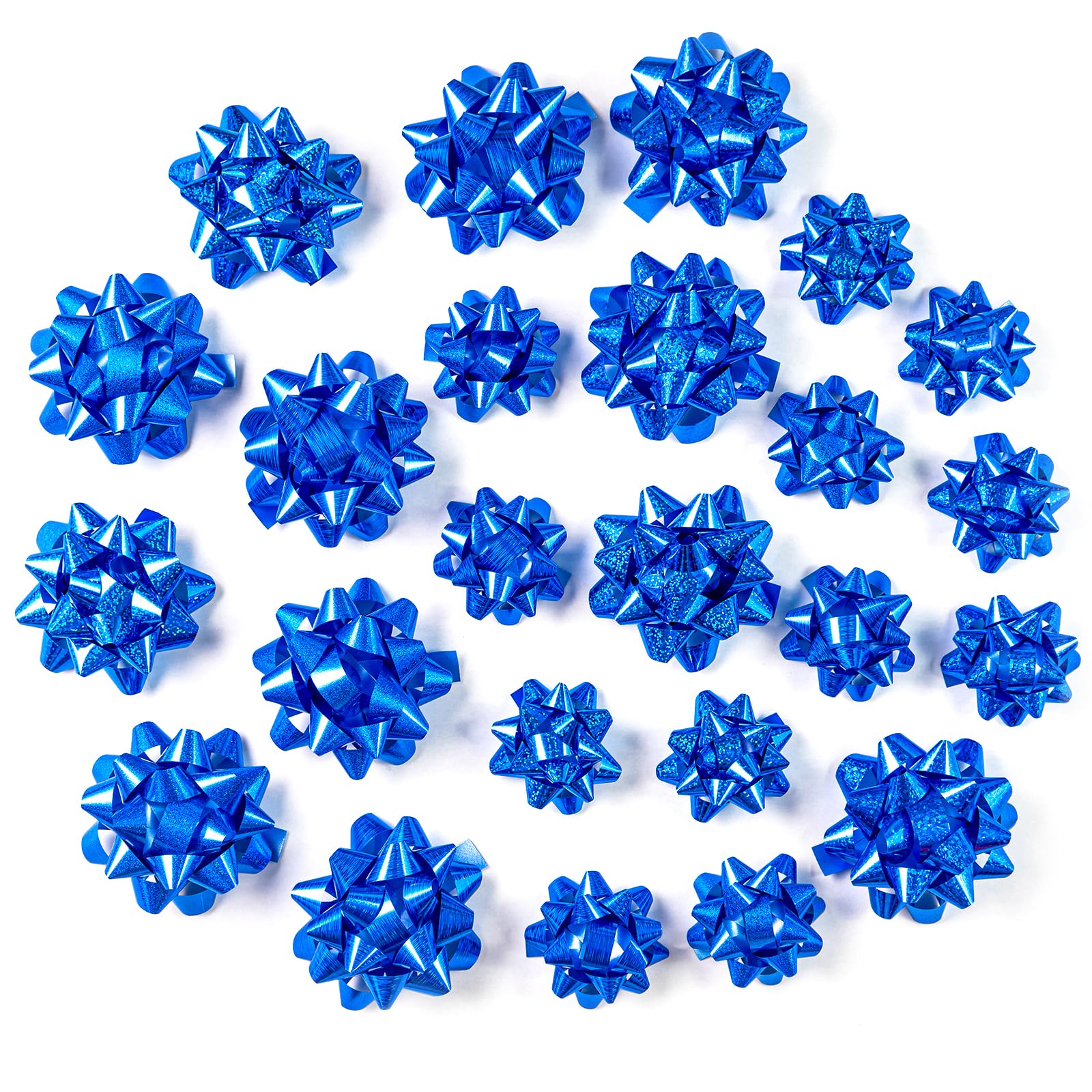 WRAPAHOLIC Blue Gift Bow Assortment (24 Bows) for Birthday, Wedding, Christmas, Baby Shower, Bridal Showers