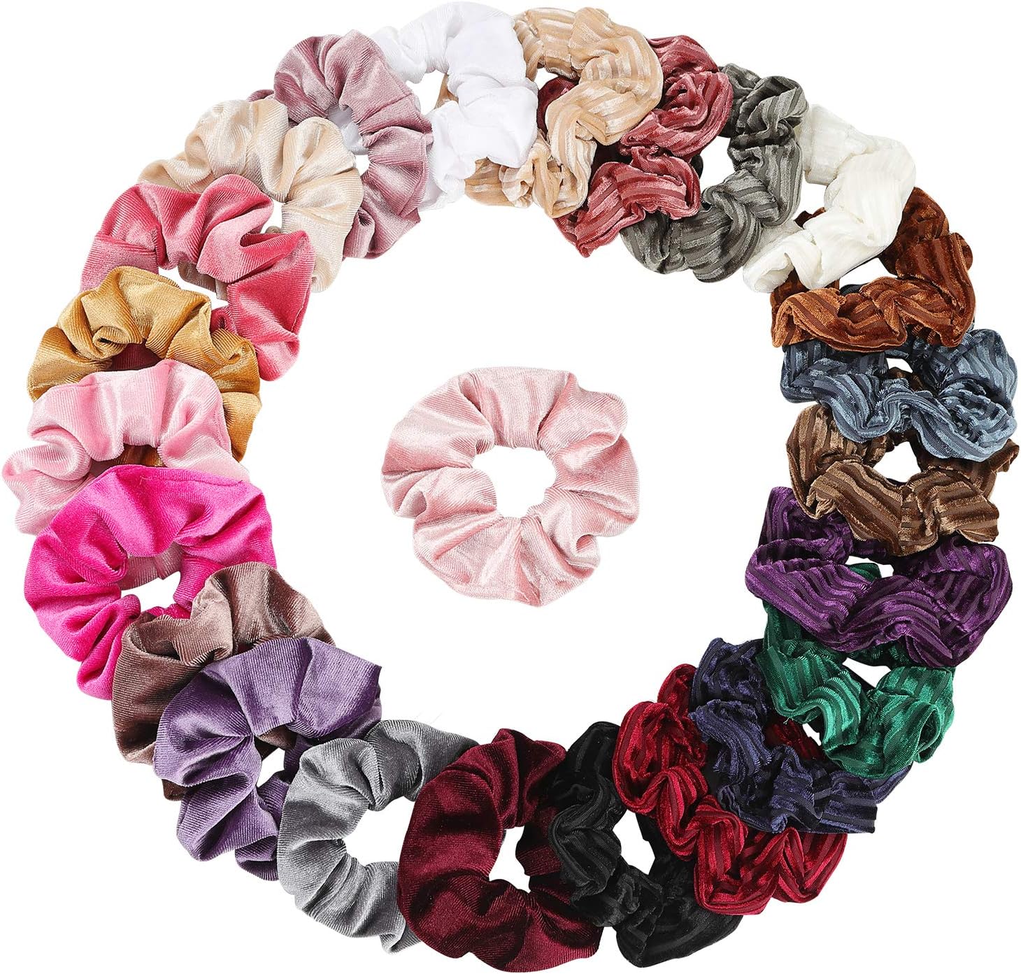 Howan Velvet Scrunchies 24 Assorted Scrunchies for Hair Accessories for Girls and Women-