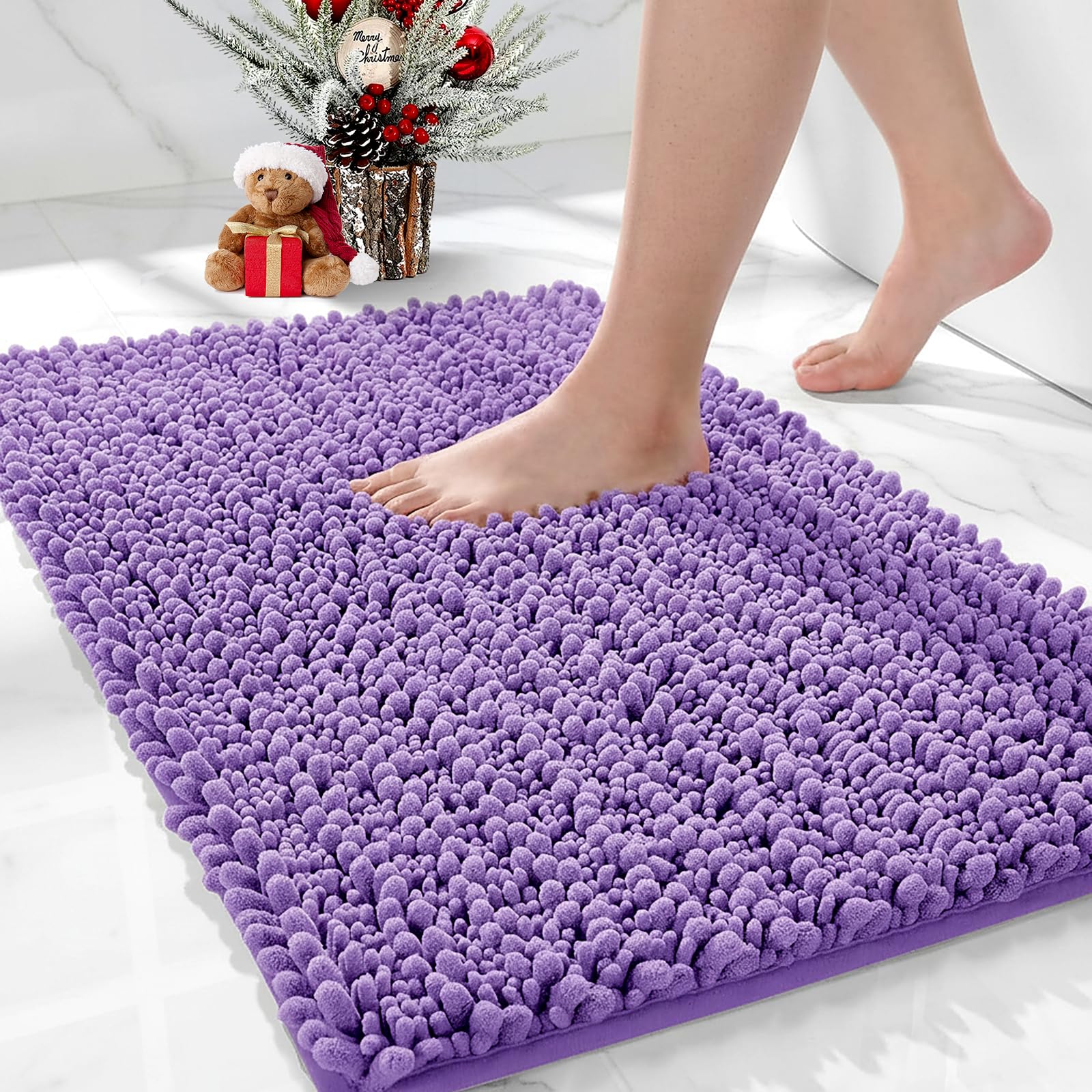 Ruggnovea Bathroom Rugs Non Slip Washable 36x24, Extra Thick Soft Chenille Absorbent Bath Mat, High Density Barrier Non Slip Backing, Quick Dry Plush