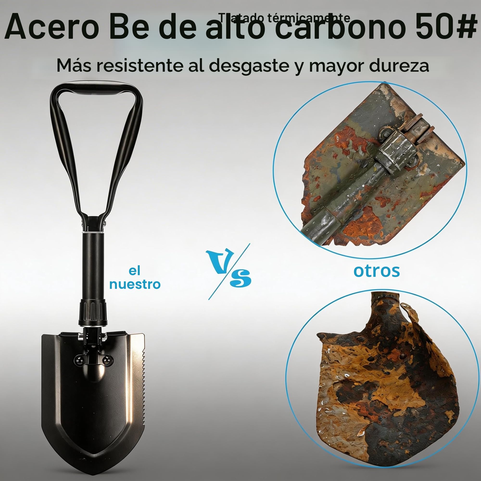 Pala Plegable Multifuncional 58 cm, Pala de Nieve Plegable, Pala Plegable Militar, Pala de Supervivencia Camping, Portátil Pala Plegable para Camping, Jardín, Supervivencia, Senderismo, Car
