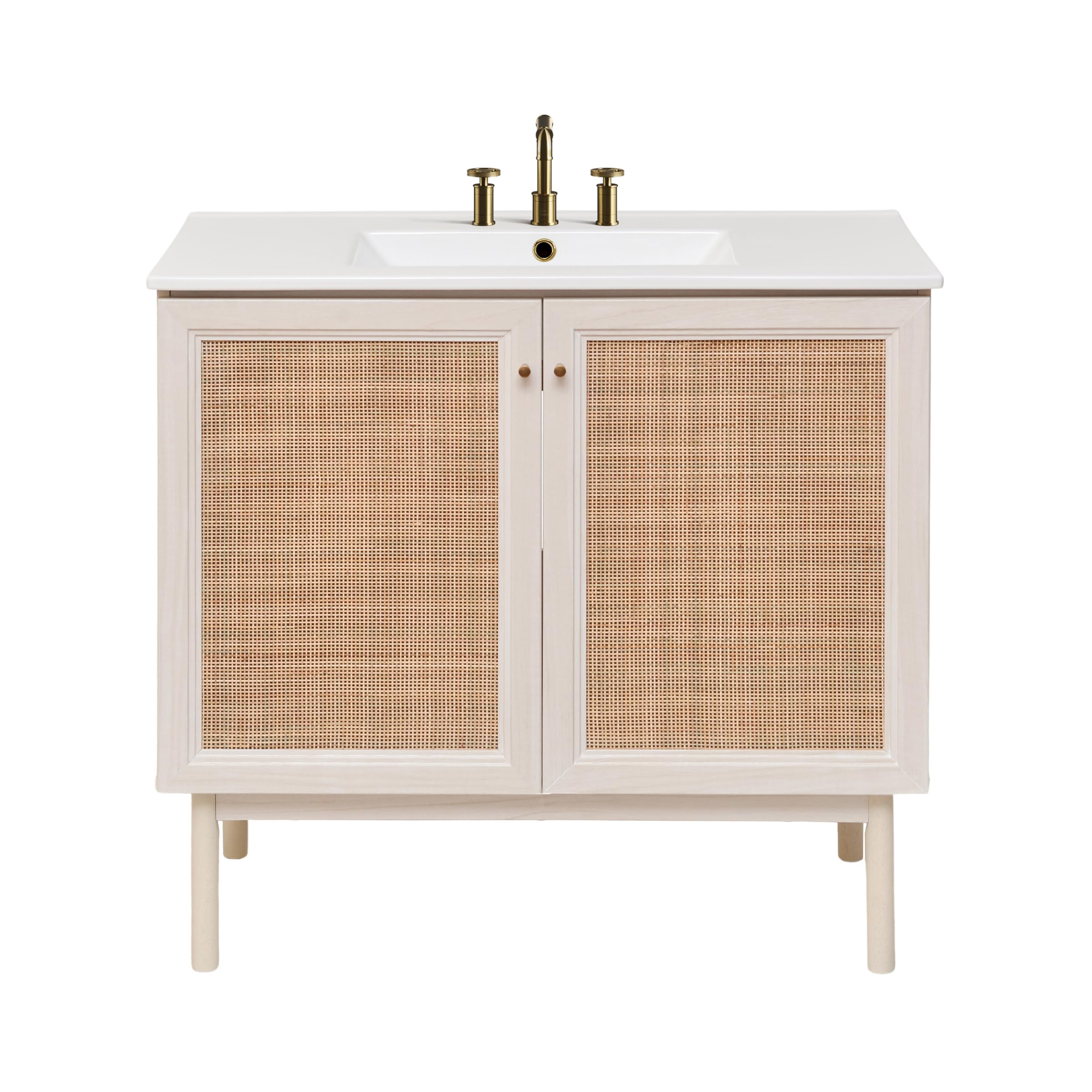 Swiss Madison Classe 36 in. White Oak Bathroom Vanity with White, 3-Hole Ceramic Sink Top