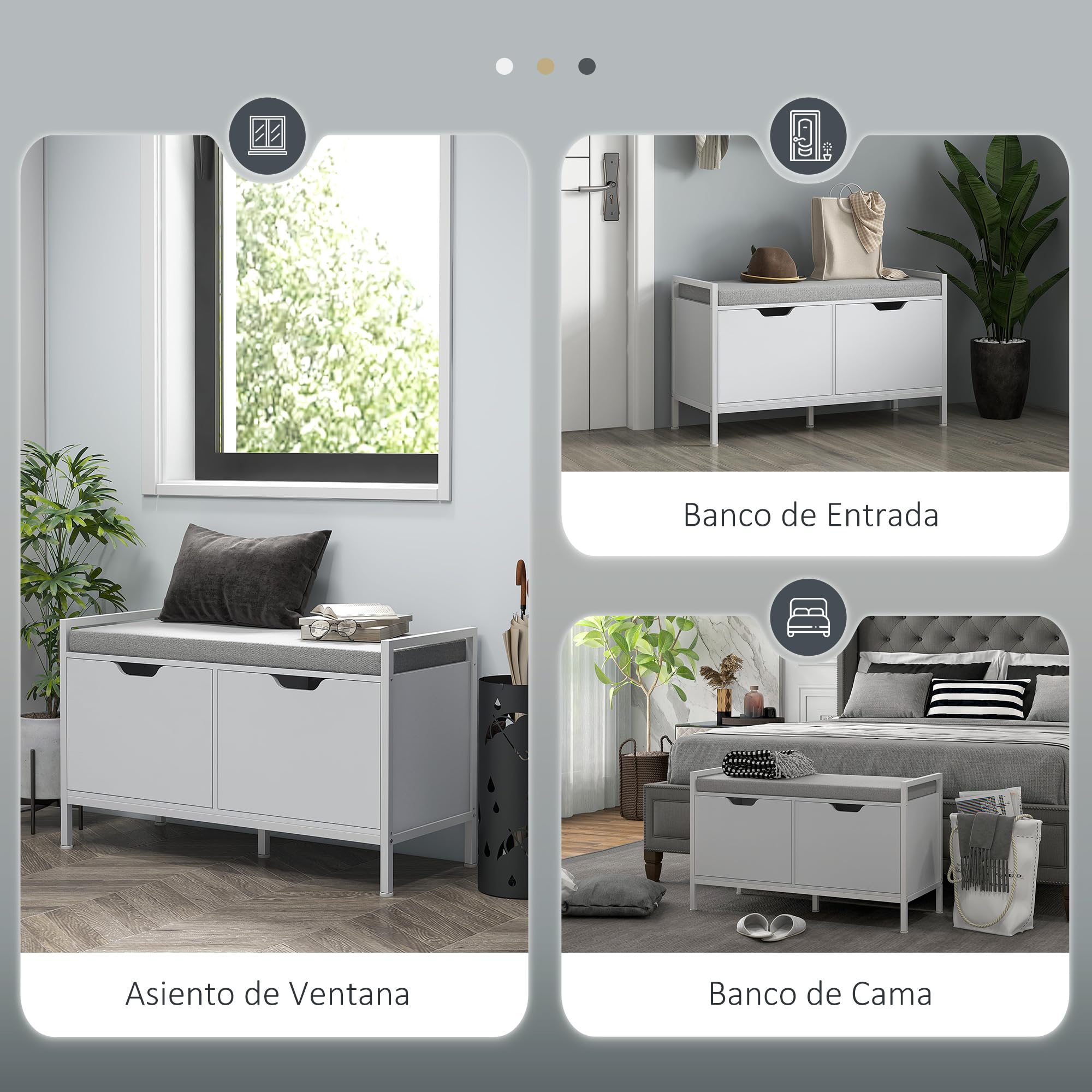 HOMCOM Banco Zapatero con Asiento Cojín Extraíble 84x35x50 cm Blanco | Mueble Zapatero, para 4 Pares de Zapatos, para Entrada Recibidor Salón Pasillo