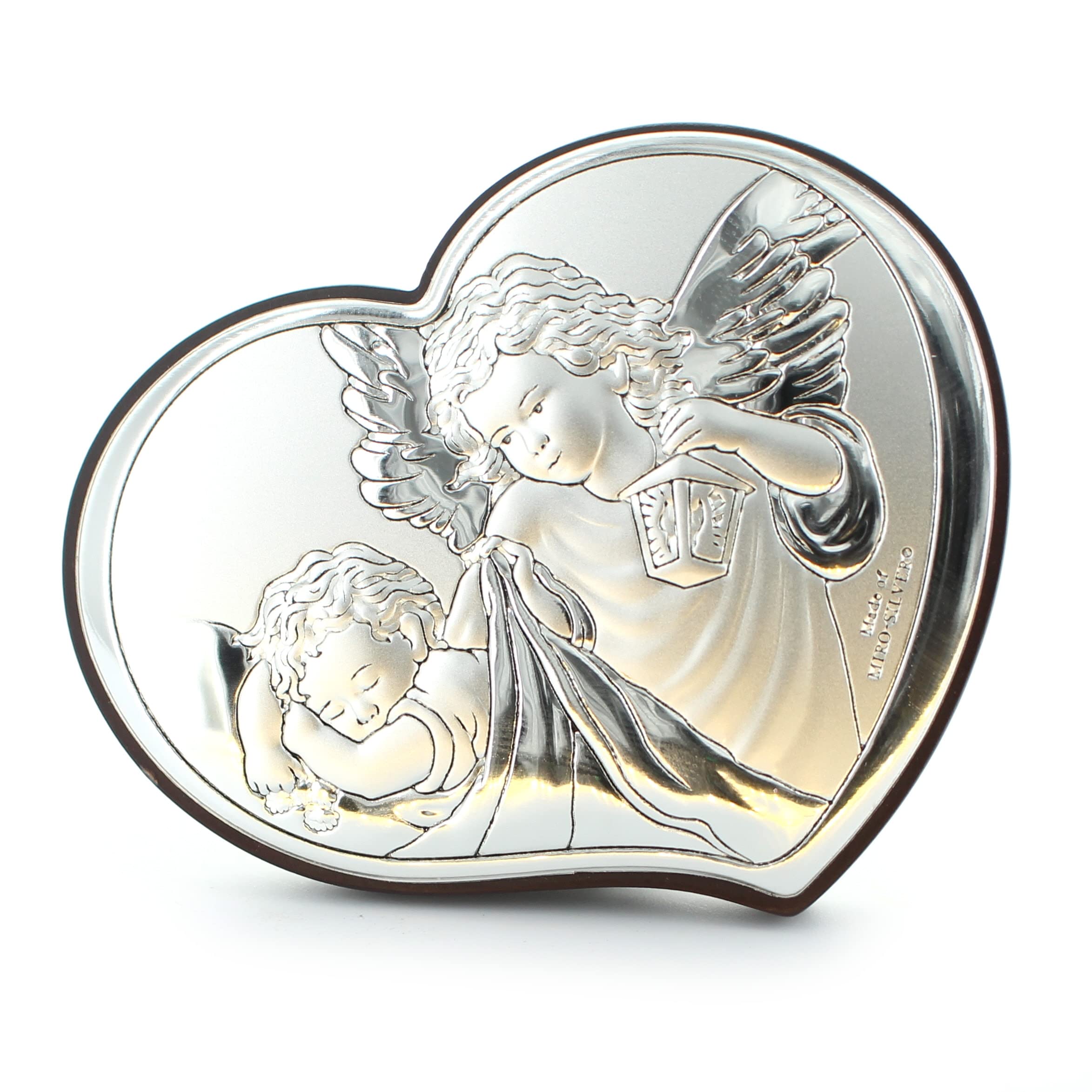 Palais Du Rosaire Silver Guardian Angel Heart Shaped Frame 11 X 8 Cm – Religious Frame – Christian Worship
