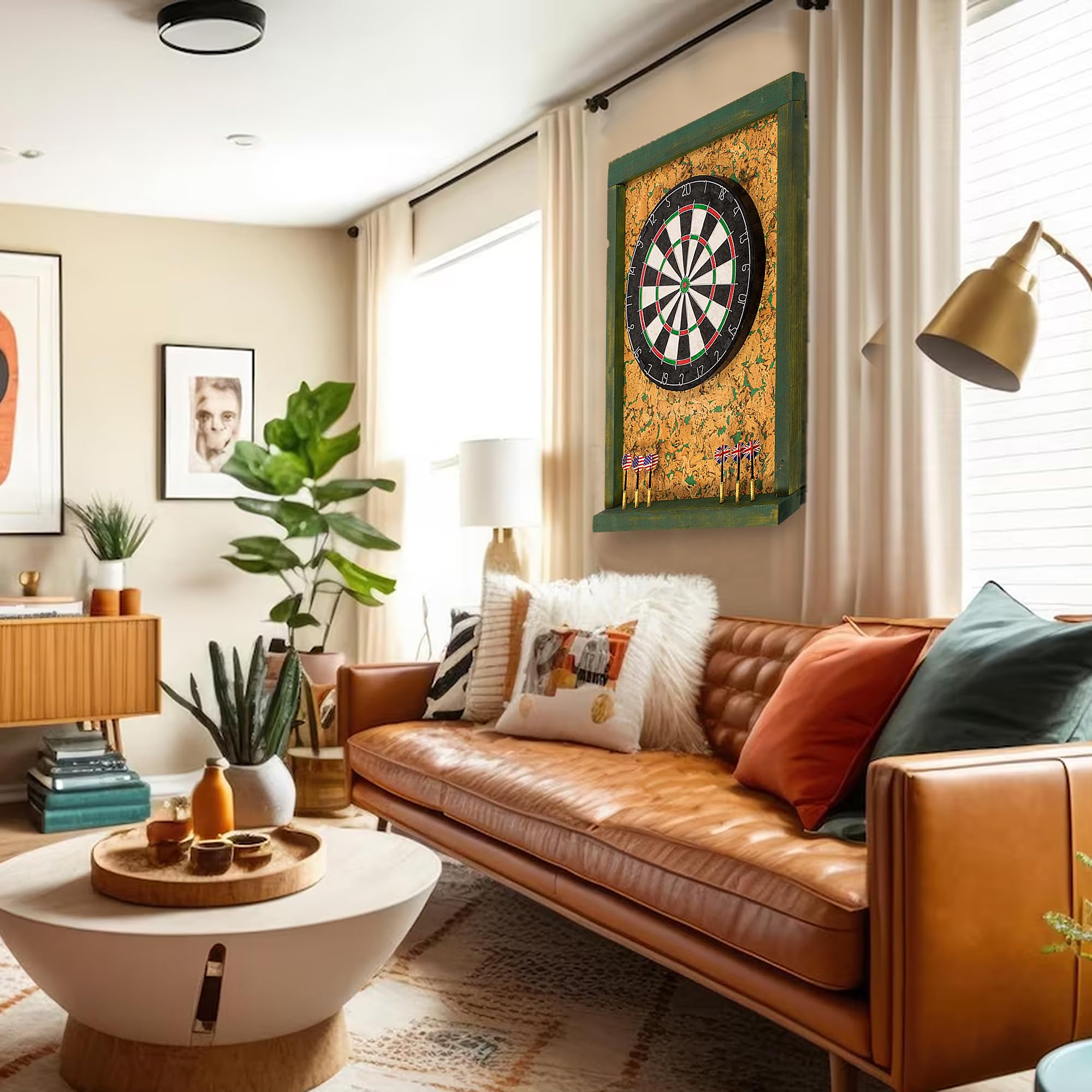 Protezione da parete Premium Dart Surround in legno e sughero (verde)