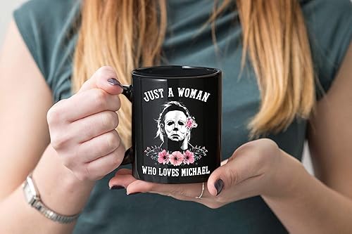 Miniatura 3 de Just a Woman Who Loves Michael - Taza de café de cerámica (11 onzas, negro)