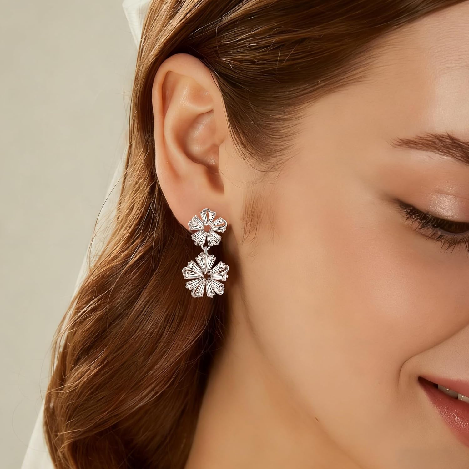 Gemsme Bridal Wedding Earrings for Brides Bridesmaides, 925 Sterling Silver Posts hypoallergenic Cubic Zirconia stud,Drop & Dangle Earrings for Women Jewelry Gifts