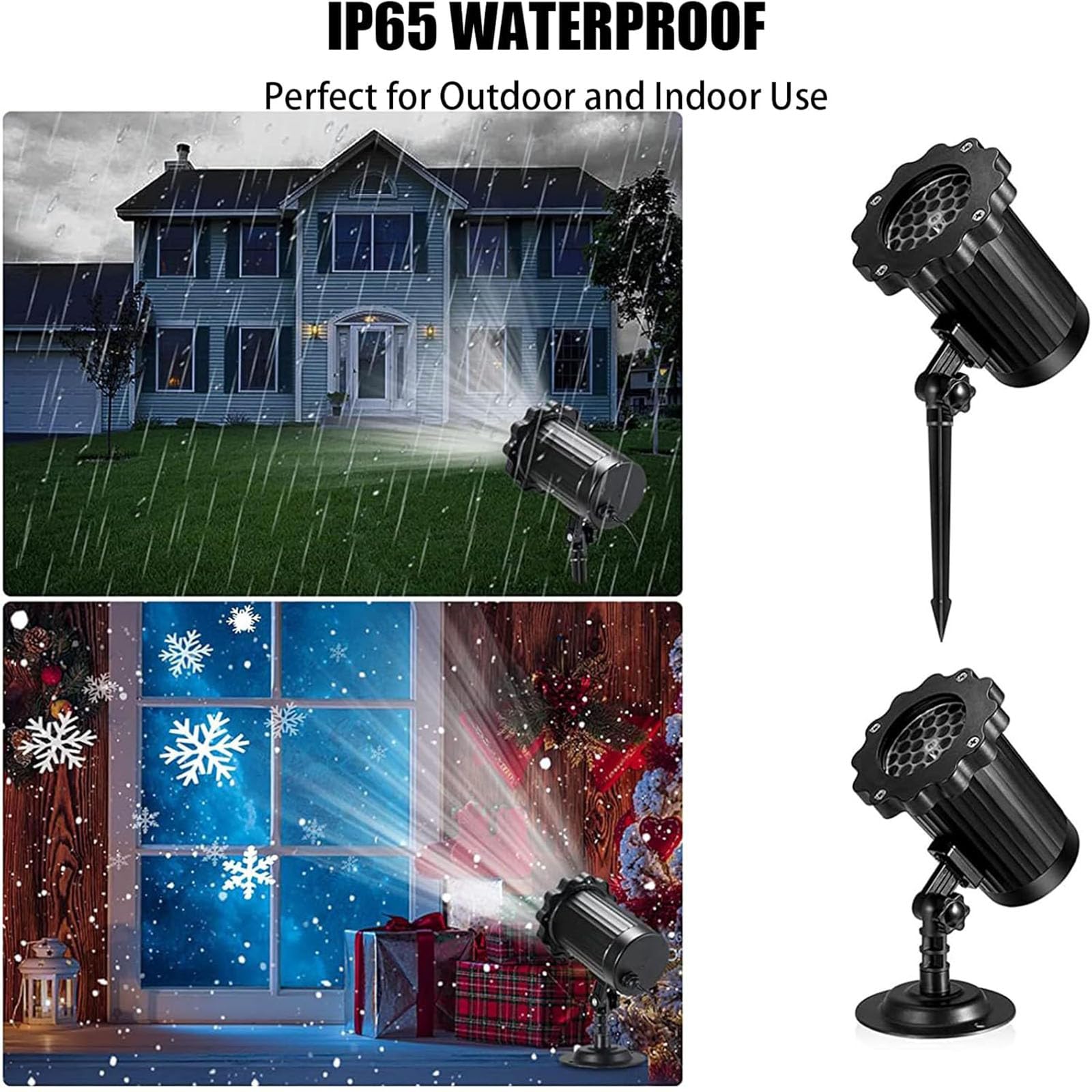Luces de proyector de copo de nieve, luces de proyector de Navidad para exteriores, luz láser de nevadas en movimiento para exteriores e interiores para Navidad al aire libre