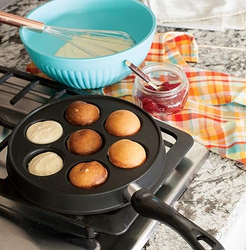 Miniatura 9 de Pieza de hierro de aluminio fundido para hacer Ebleskiver daneses especialidades internacionales de Nordic Ware 16 Negro