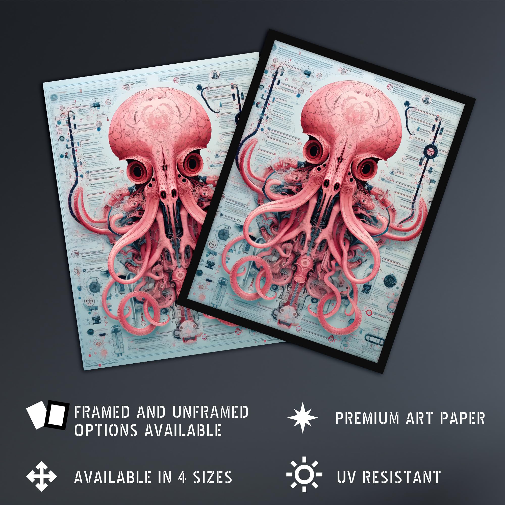 Artery8 Weapons Grade Octopus Robot Hybrid Secret Military Schematic Blueprint Futuristic Complex Arcane Manuscript Gift For Him Man Cave Large Wall Art Poster Print Thick Paper 18X24 Inch - Image 2