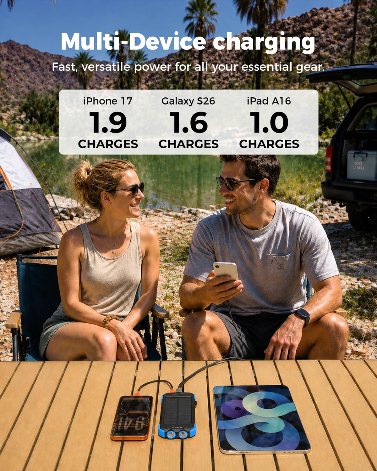 BLAVOR Solar Power Bank 10,000mAh Portable Wireless Charger for Cell Phones view 4