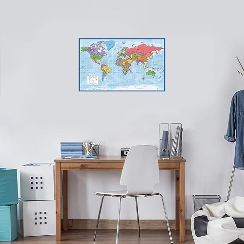Miniatura 8 de Juego de póster de mapa del mundo laminado y mapa de Estados Unidos 18 x 29 pulgadas gráfico de pared de mapas del mundo y Estados Unidos fabricado