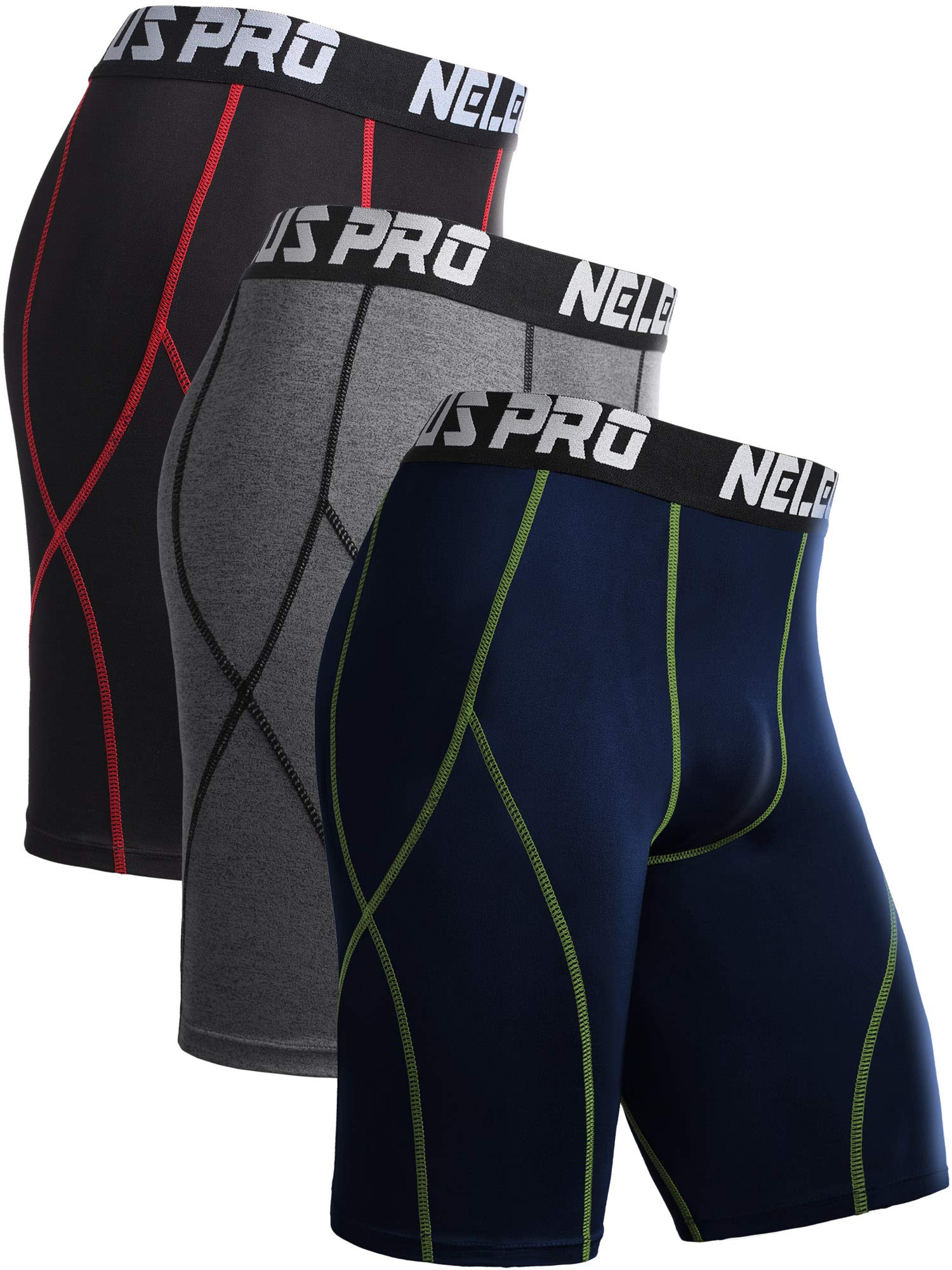 NELEUS Mens Compression Shorts Pack of 3