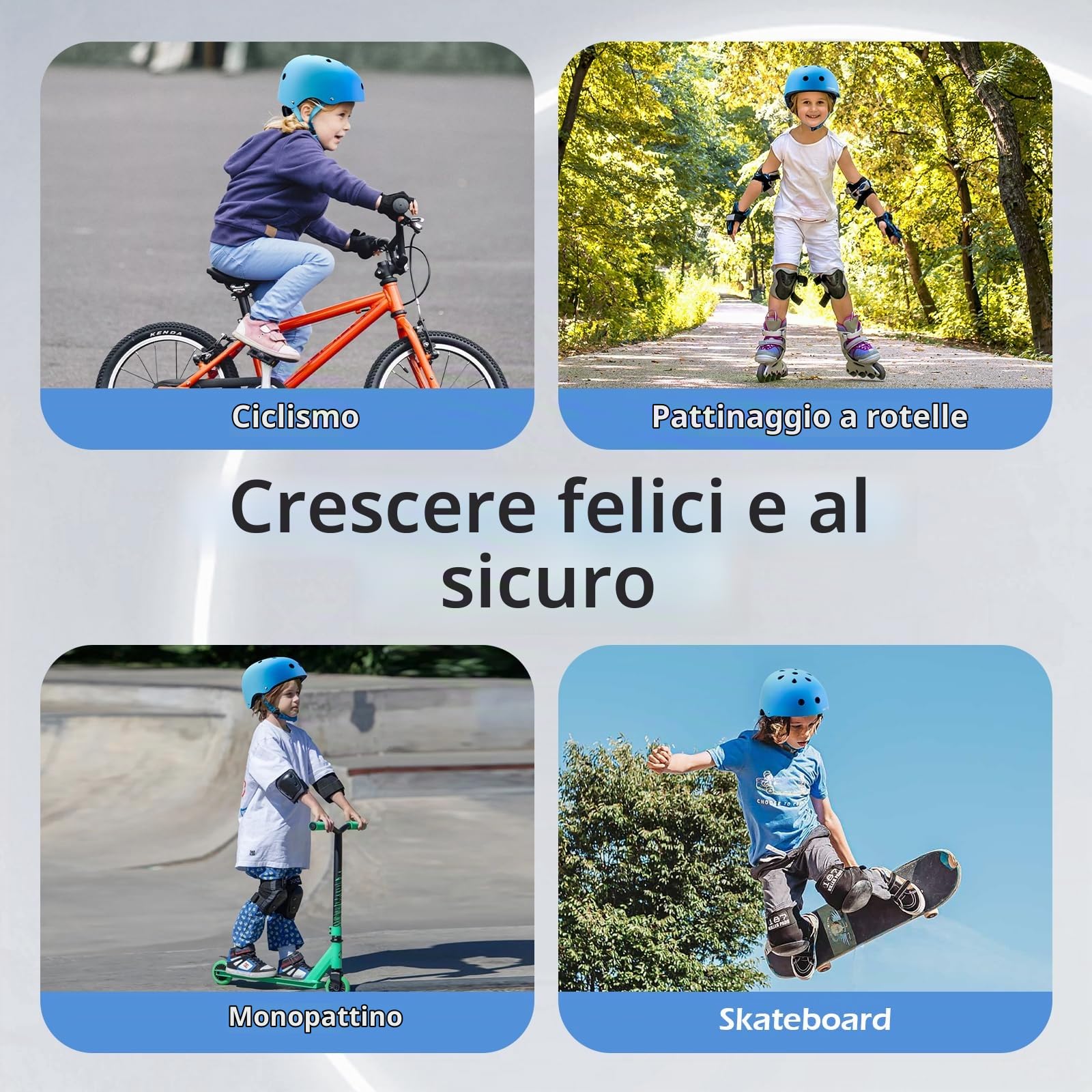 Odoland Casco per Bicicletta per Bambini, Casco di Sicurezza Regolabile e Ventilato per Protezione in Più Sport, Adatto a Bambini dai 3 ai 8 Anni, per Ciclismo, Pattinaggio, Monopattino, DLS