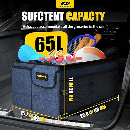 Miniatura 2 de MIKKUPPA Organizador de maletero de automóvil, organizador plegable de 65 litros con tapa, almacenamiento resistente para automóvil, SUV, camión,