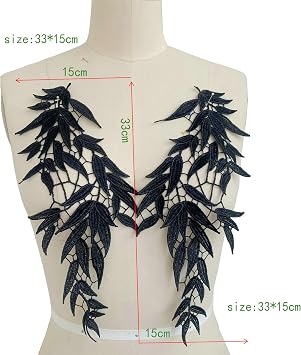 Leaf Pattern Lace Applique Patches DIY, Black
