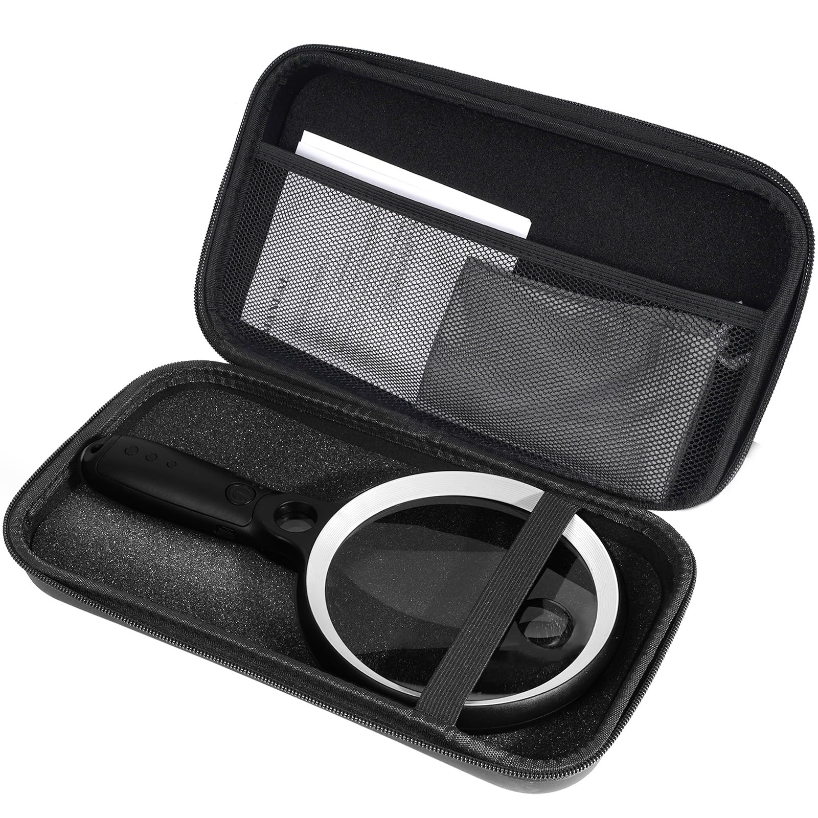 Lupa grande con 37 luces LED y estuche, lupa iluminada de mano de 10 x 20 x 45 x con 3 modos de luz, lupa recargable para personas mayores, lectura, inspección (blanco y negro)