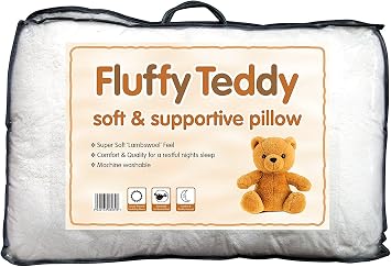 Teddy Bear Fleece Snuggly Soft Pillow Anti Dust Mite Protection Hypo-allergenic Orthopedic Nursing Pillow Only Pack of 2
