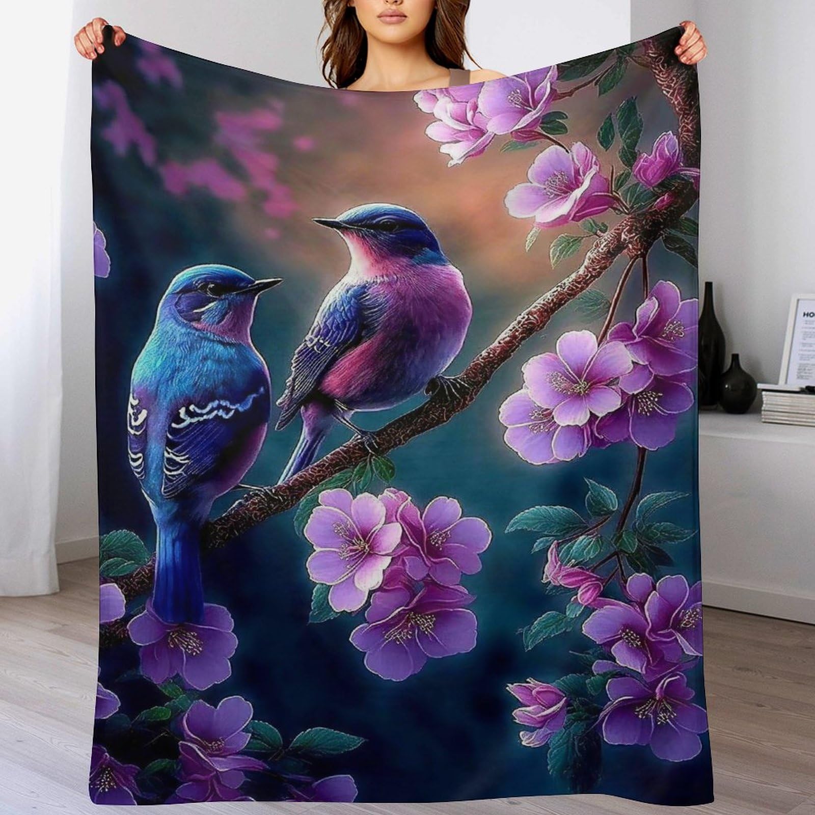 Couverture plaid oiseau en flannel pour vos soirées cocooning sur le canapé
