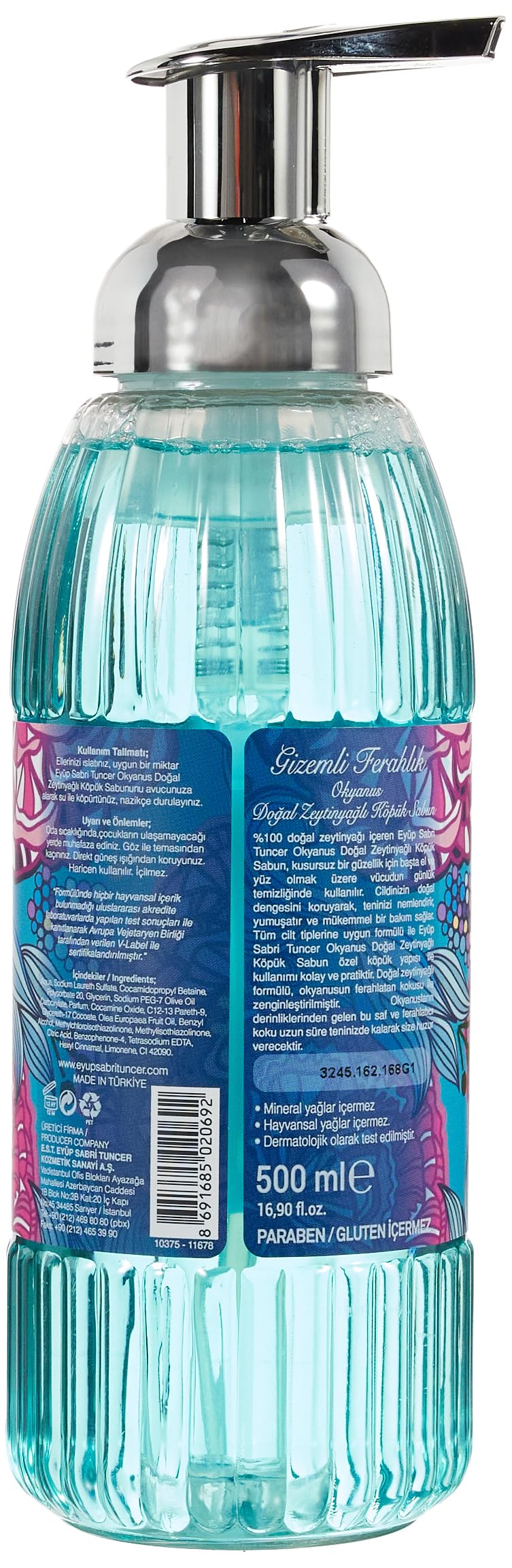 Eyüp Sabri Tuncer Doğal Zeytinyağlı Köpük Sabun Okyanus (500 ml) (2 paketi)