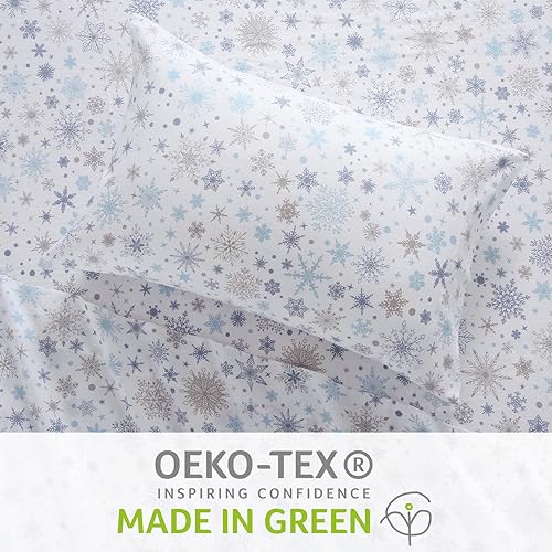 Miniatura 4 de CAROMIO Juego de sábanas de franela de Navidad tamaño Queen, 100% algodón, franela cepillada suave y pesada, sábanas cálidas de invierno de 16