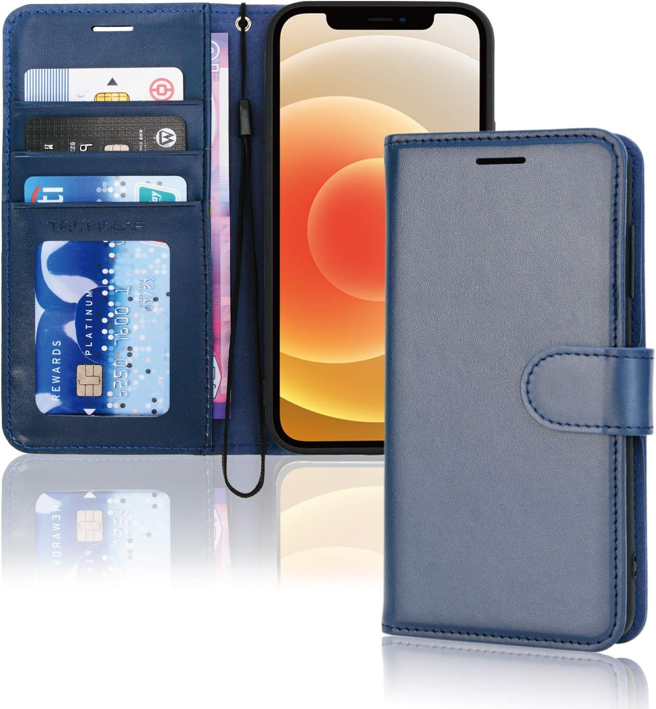TECHGEAR iPhone 12 Mini Leather Wallet Case, Flip Protective Case Cover with Wallet Card Holder, Sta… TECHGEAR iPhone 12 Mini Leather Wallet Case, Flip Protective Case Cover with Wallet Card Holder, Sta…
