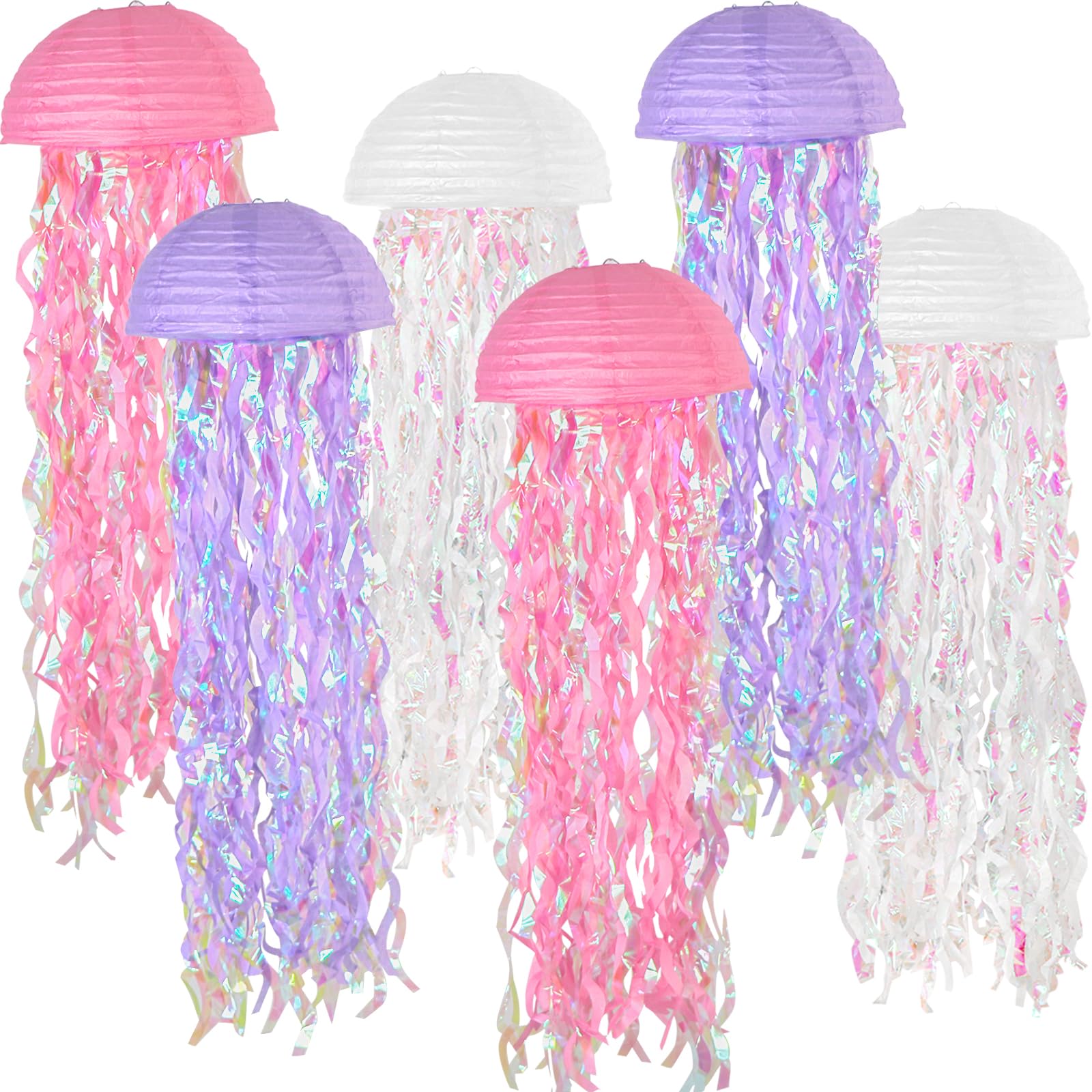 Meiduo 6 Packs Jellyfish Paper Lanterns Hanging Mermaid Wishes Lantern Under the sea Ocean Theme Party Supplies Great for Kids Birthday Decors, Baby