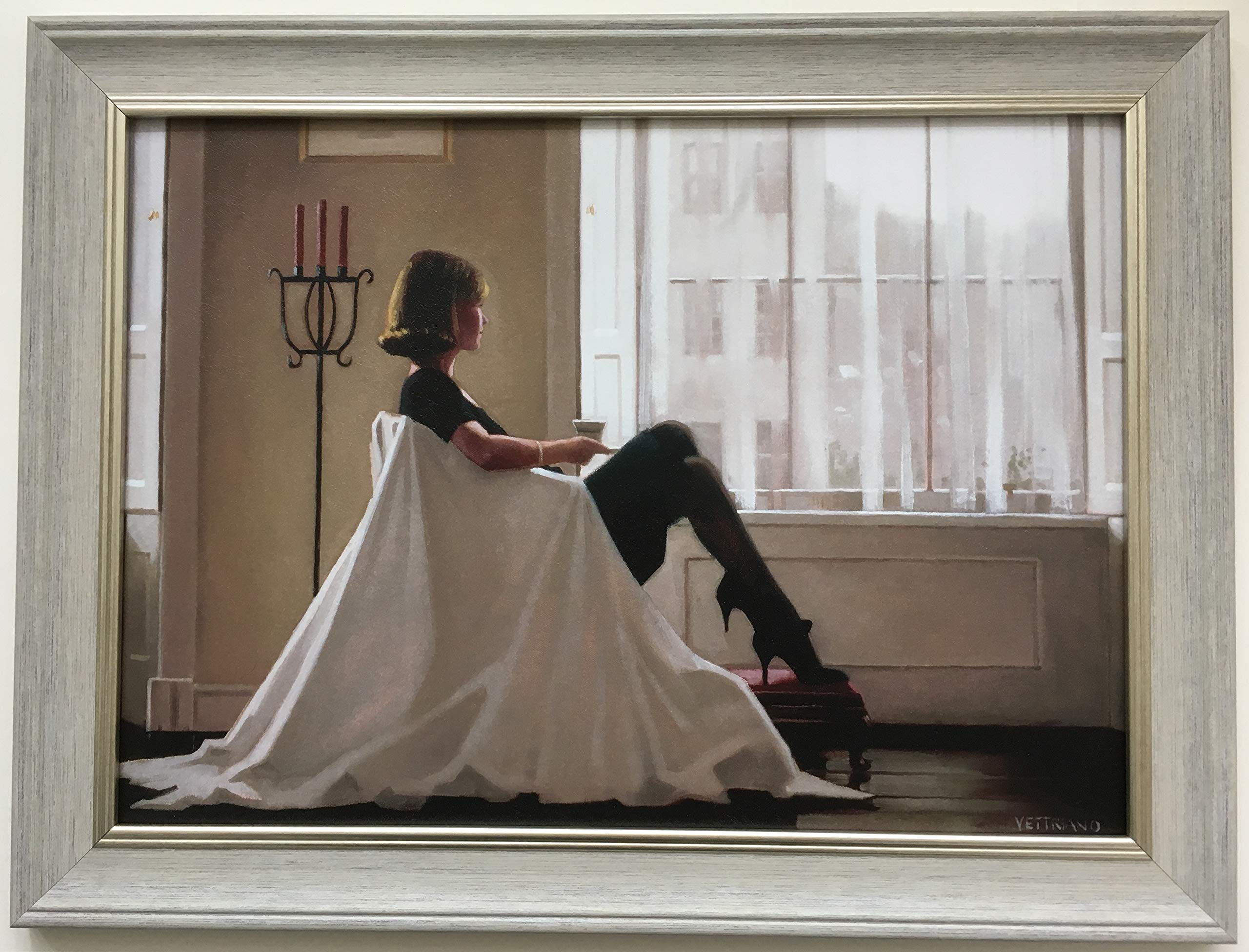 Keats Gallery In Thoughts of You by Jack Vettriano Framed Canvas Effect 55cm x 42cm Art Print Picture Grey Frame