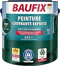 BAUFIX Peinture couvrante Express vert, mate, 2.5 litres, Peinture de protection contre les intempéries, Peinture durable, pour bois, enduit, maçonnerie, meubles et palissades