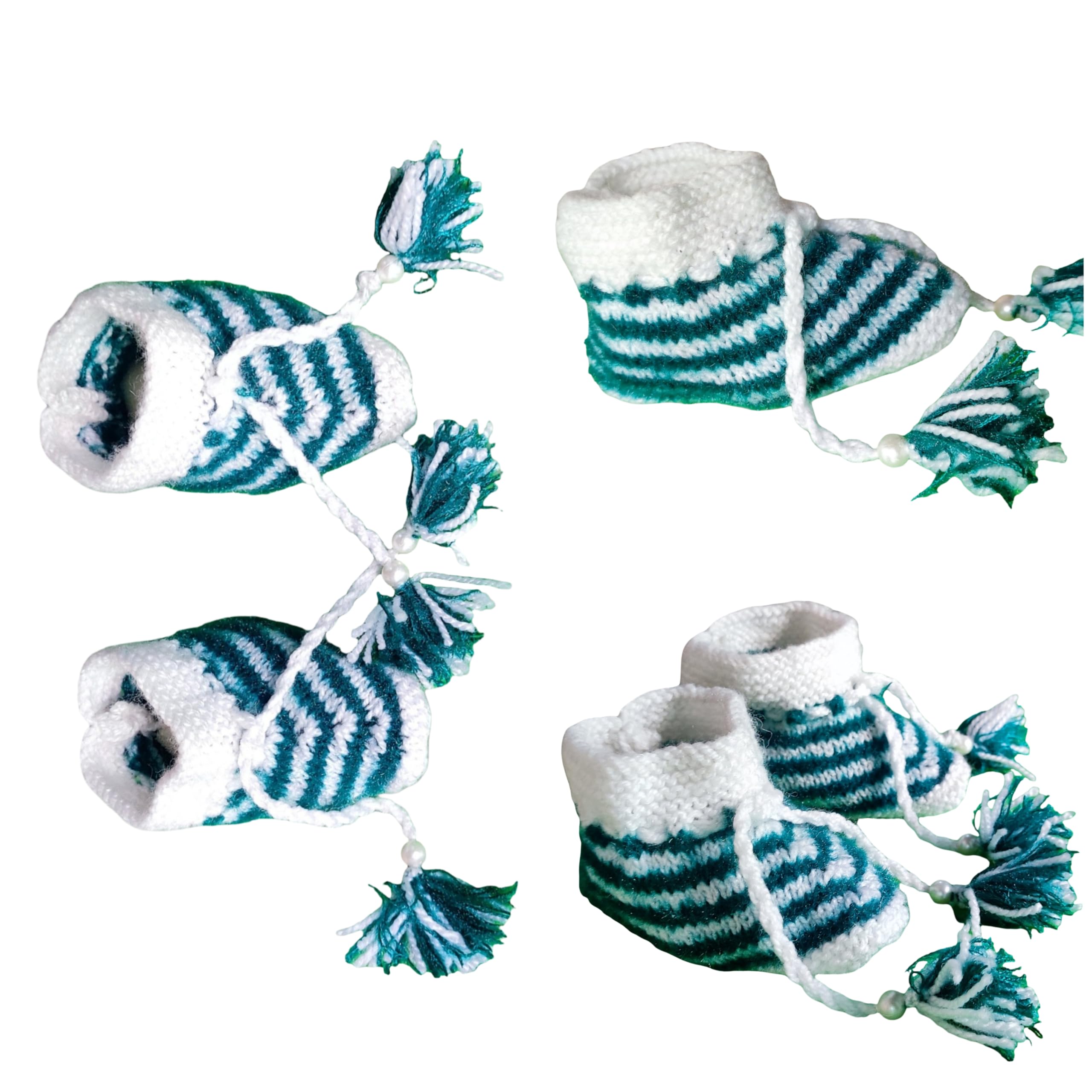 Hand Knitted Woolen Baby Booties for 2-4 Years | Soft Warm Winter Socks for Kids | 100% Wool Handmade Booties with Lace | Knitted Socks for Boys & Girls-picture-32