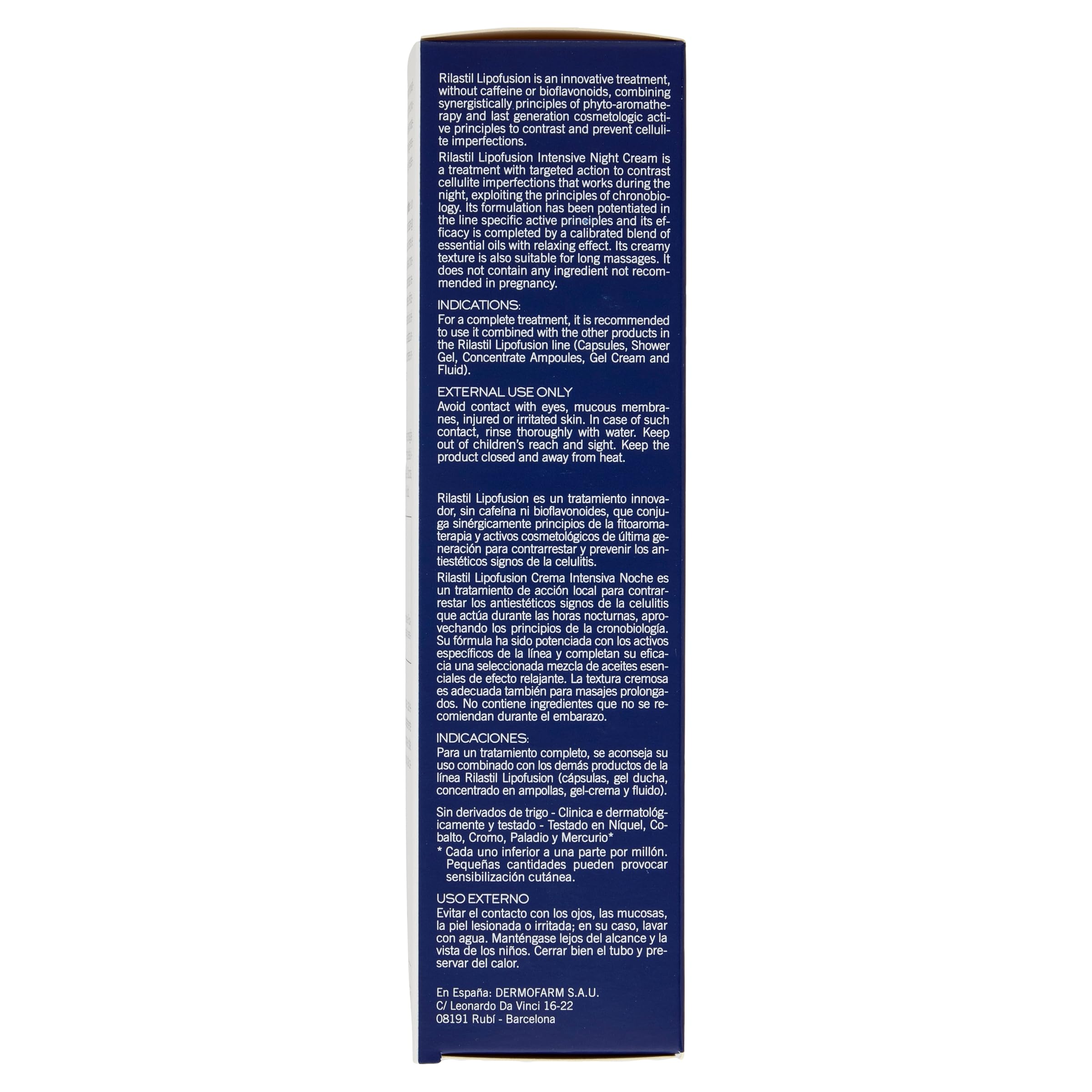 Rilastil Lipofusion Intensive Nachtcreme, Cellulite-Behandlung, Leichte und Feuchtigkeitsspendende Textur, 200 ml