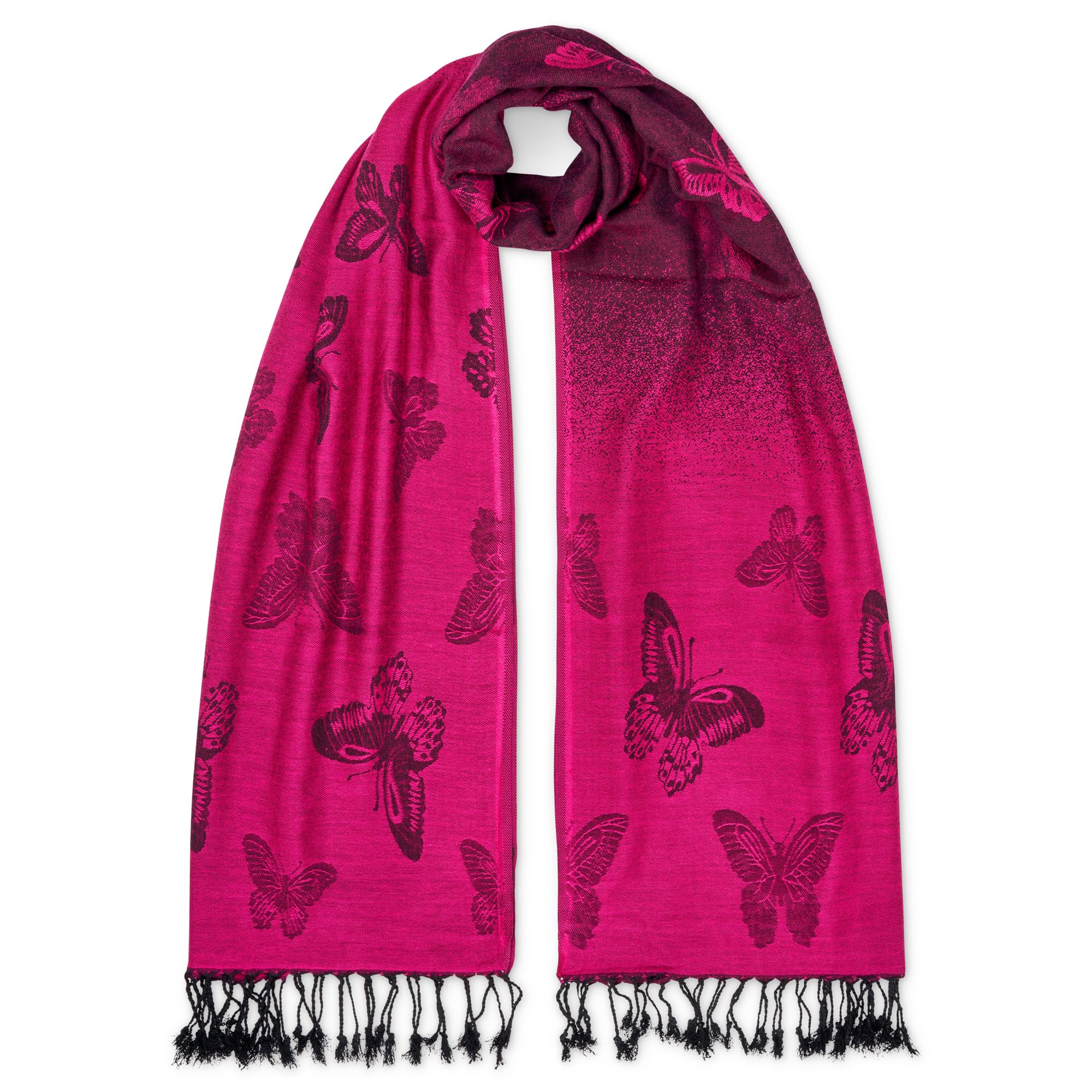 Lovarzi Women's Pink Black Scarf For : Butterfly Gifts For – Long Pink Wedding Winter Pashmina Shawls, Wraps & Scarves Lightweight - Christmas, Xmas Or Birthday Presents Gifts