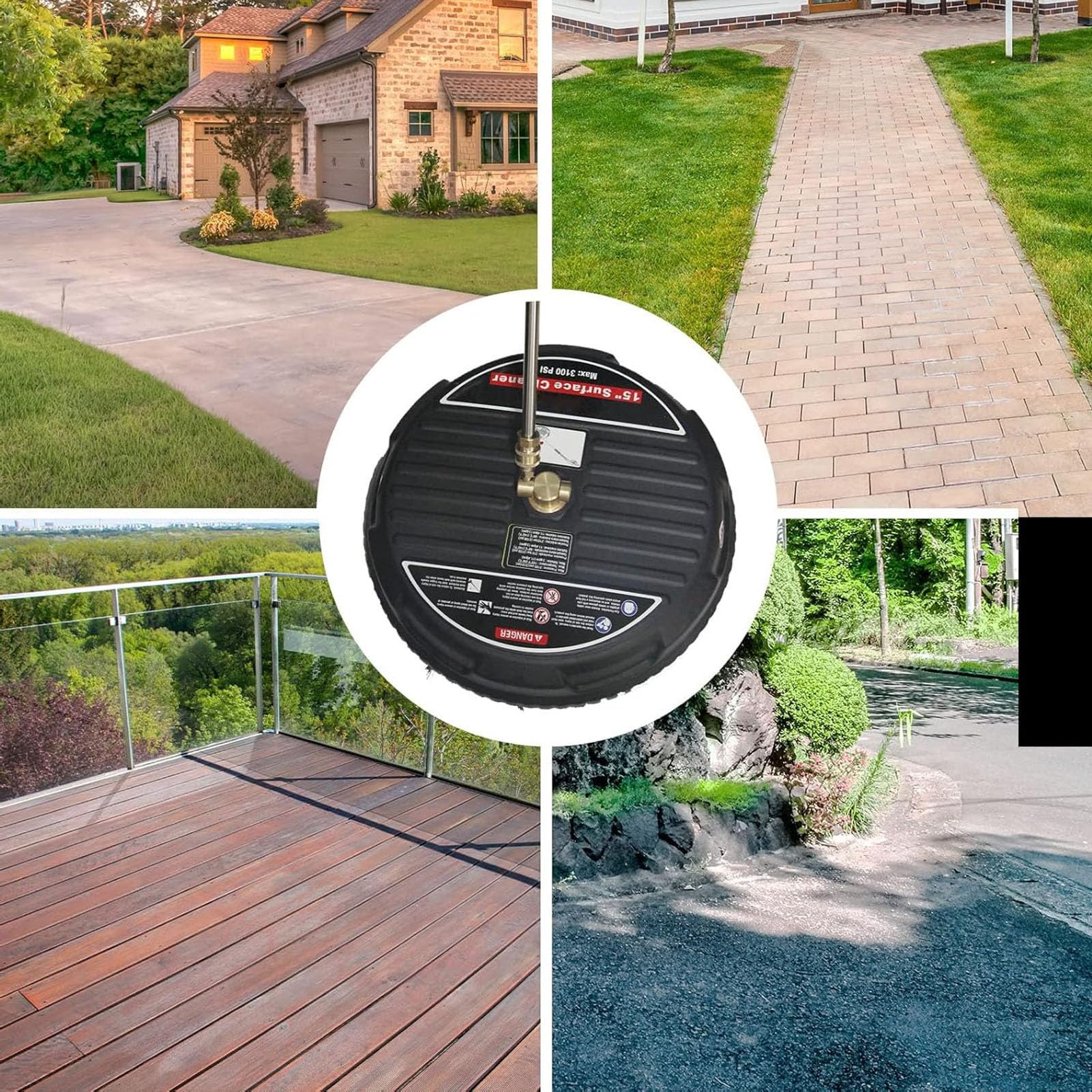 Myjka Ciśnieniowa 4000 PSI Środek do Czyszczenia Powierzchni, 15-calowa Szybkozłączka z przedłużką do Betonowych Podjazdów, Tarasów, Tarasów i Nie Tylko