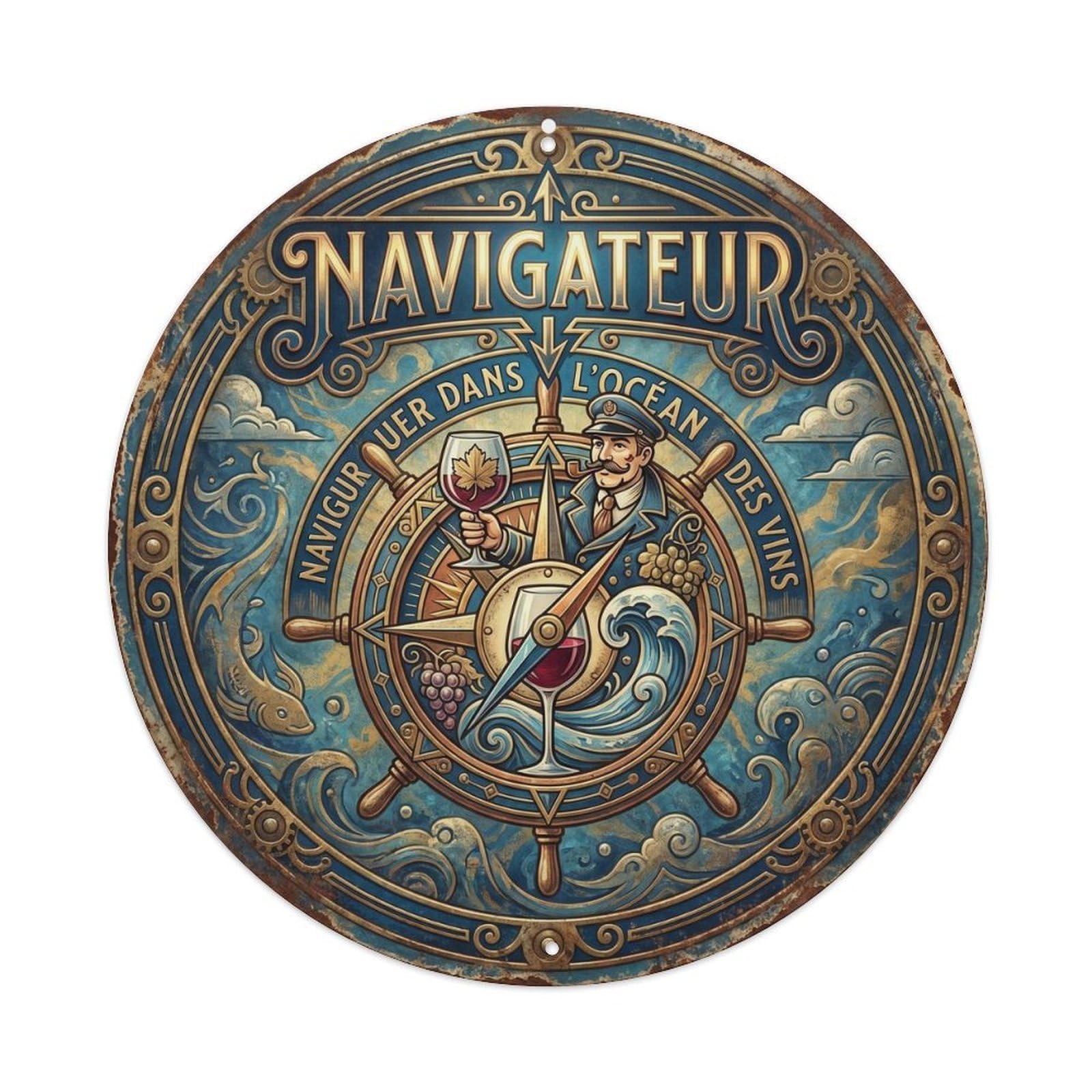 Navigator Humorous Mancave Navigator Vintage Metal Tin Sign Plaque Wall Decor for Cafe, Club Bar, Office, Garden Metal Poster 8x8Inch