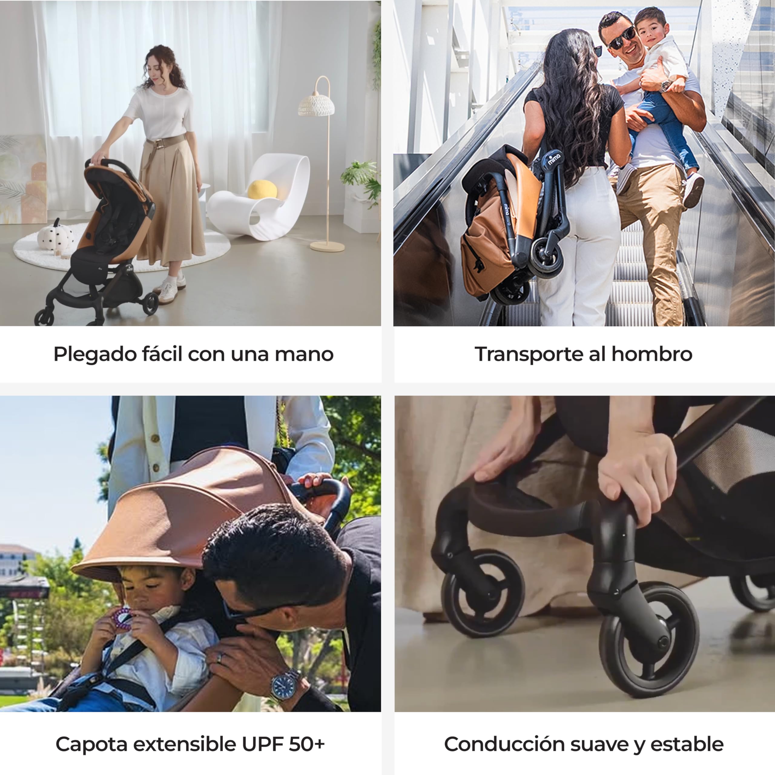 Mima Miro Silla de Paseo Compacta de Viaje, Cochecito Bebé Ligero Plegable con Una Mano, Arnés Magnético de 5 Puntos, Capota UPF 50+ Extensible y Cojín Reversible - Desde Recién Nacido