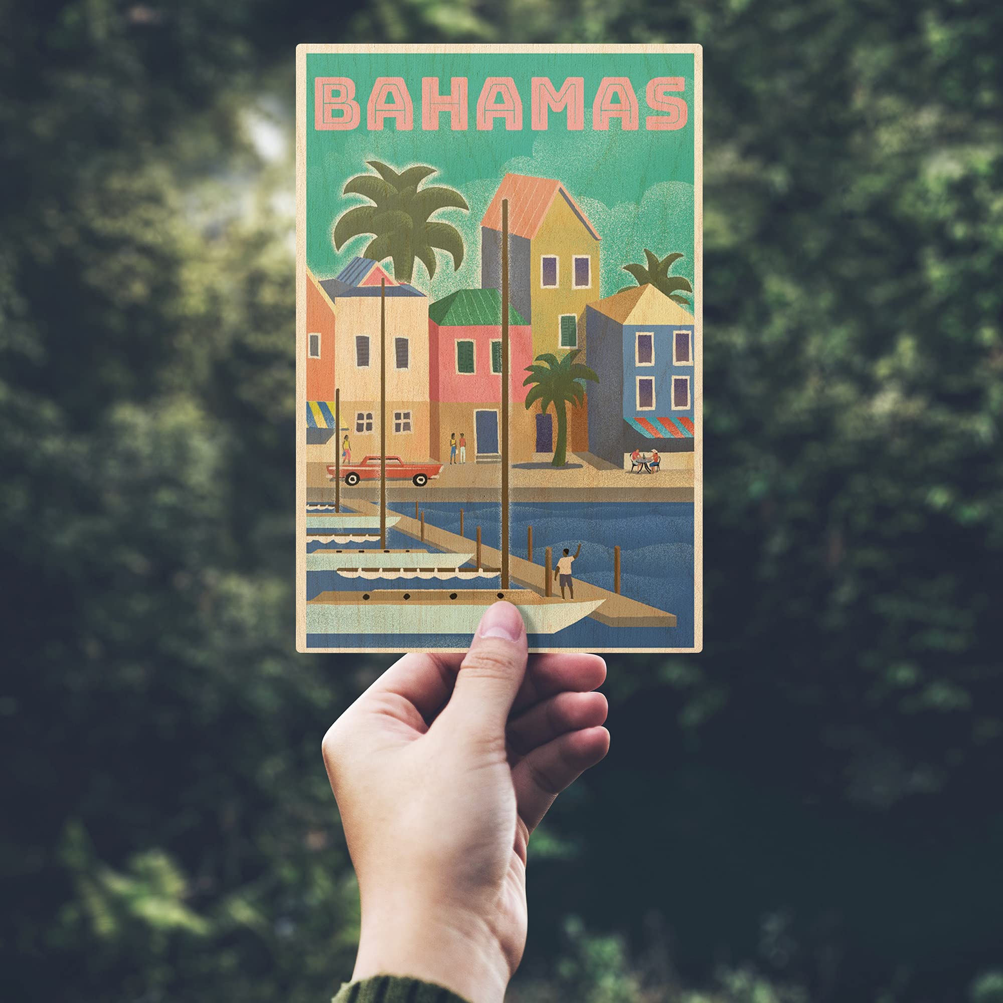 Waikiki Beach, Hawai'i, Woody On Beach (4x6 Birch Wood Postcards, 2