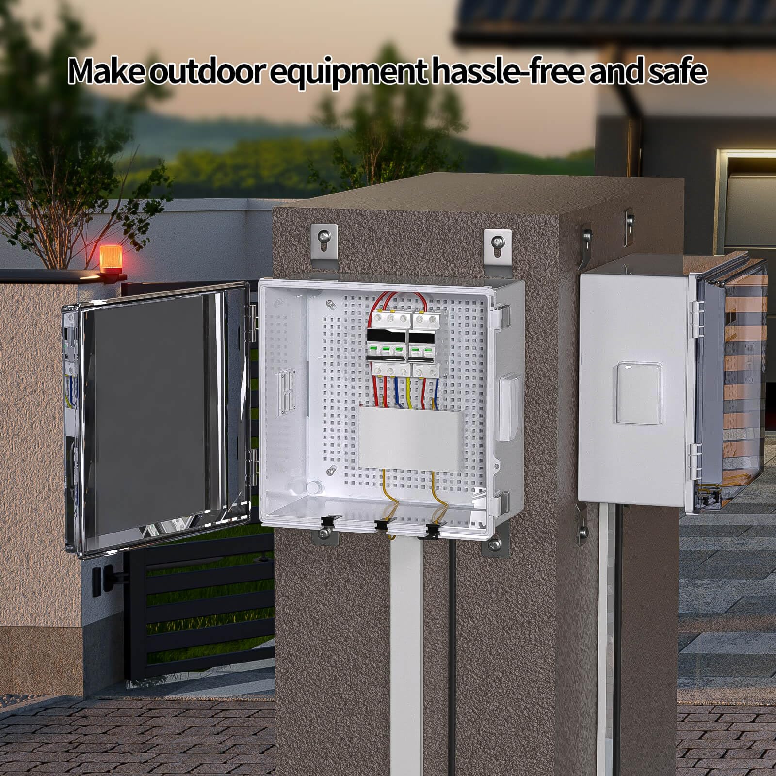 Animacyn Waterproof Electrical Junction Box - Outdoor/Indoor, Gray, 11.8" H X 7.9" W X 5.1" D, Hinged Cover With Lock - View #8