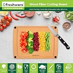 Planches à découper en bois Freshware pour la cuisine, rainure à jus, pieds en silicone antidérapants, lavables au lave-vaisselle, taille moyenne 12 po x 9 po et grande 15 po x 11,25 po, ensemble de 2, naturel