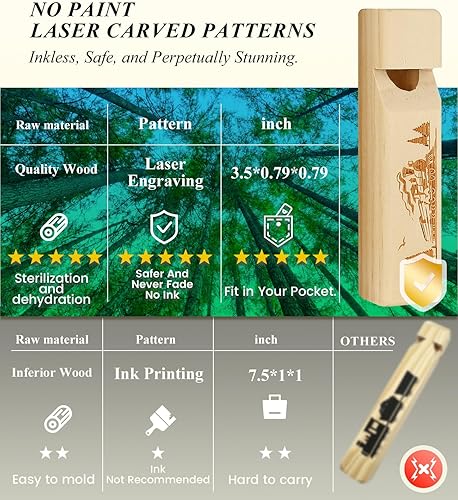 Miniatura 2 de Silbatos de tren de madera (2 piezas) – Silbato de tren de madera maciza para niños, recuerdos de fiesta, accesorio de silbato de madera, concurso o