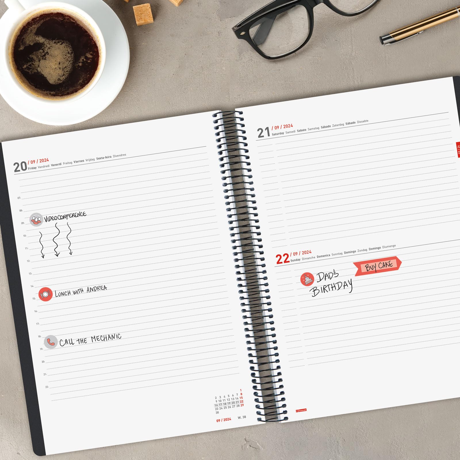 thumbnail: Finocam Spiraalagenda Alma 2025 - 1 Dag Per Pagina Zwart Internationaal