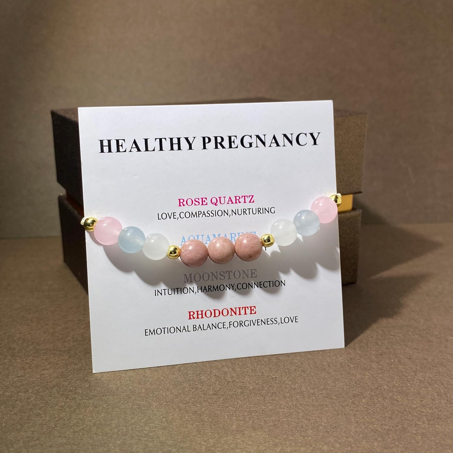 Aluinn Healthy Pregnancy Gift, Pregnancy Gifts for Expecting Mom,Rose Quartz, Aquamarine, Moonstone Bracelet, First Time Mom Gifts, Spiritual Bracelet,For Mothers Day Christmas Jewelry - Image 4