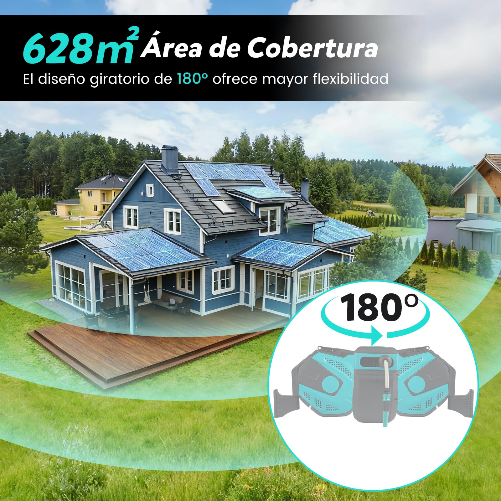 COSTWAY Enrollador Manguera Jardin 20m, Bloqueo Conector de 2m, Carrete Manguera Retráctil, Montaje en Pared, Carrete Manguera Automático, Giratorio de 180°, Jardin Garaje (20m)
