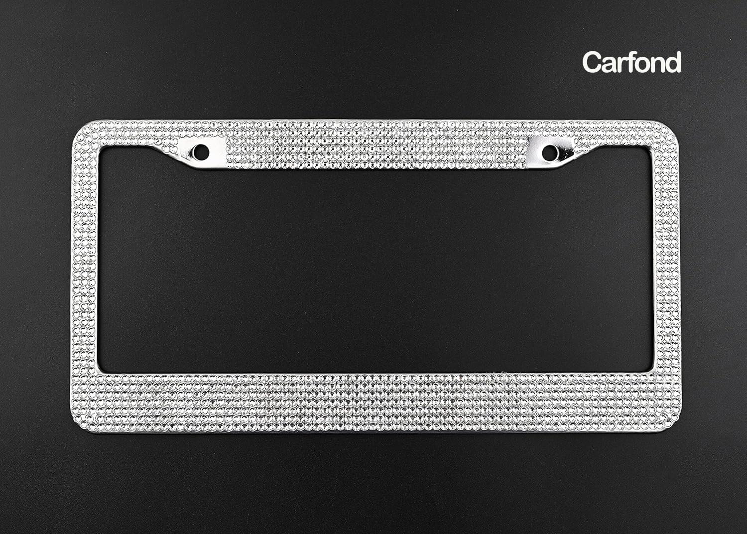 Sparkle Black Rhinestone License Plate Frame With Bow - Bling License Plate Holder For Car SUV Truck (2 Pack)