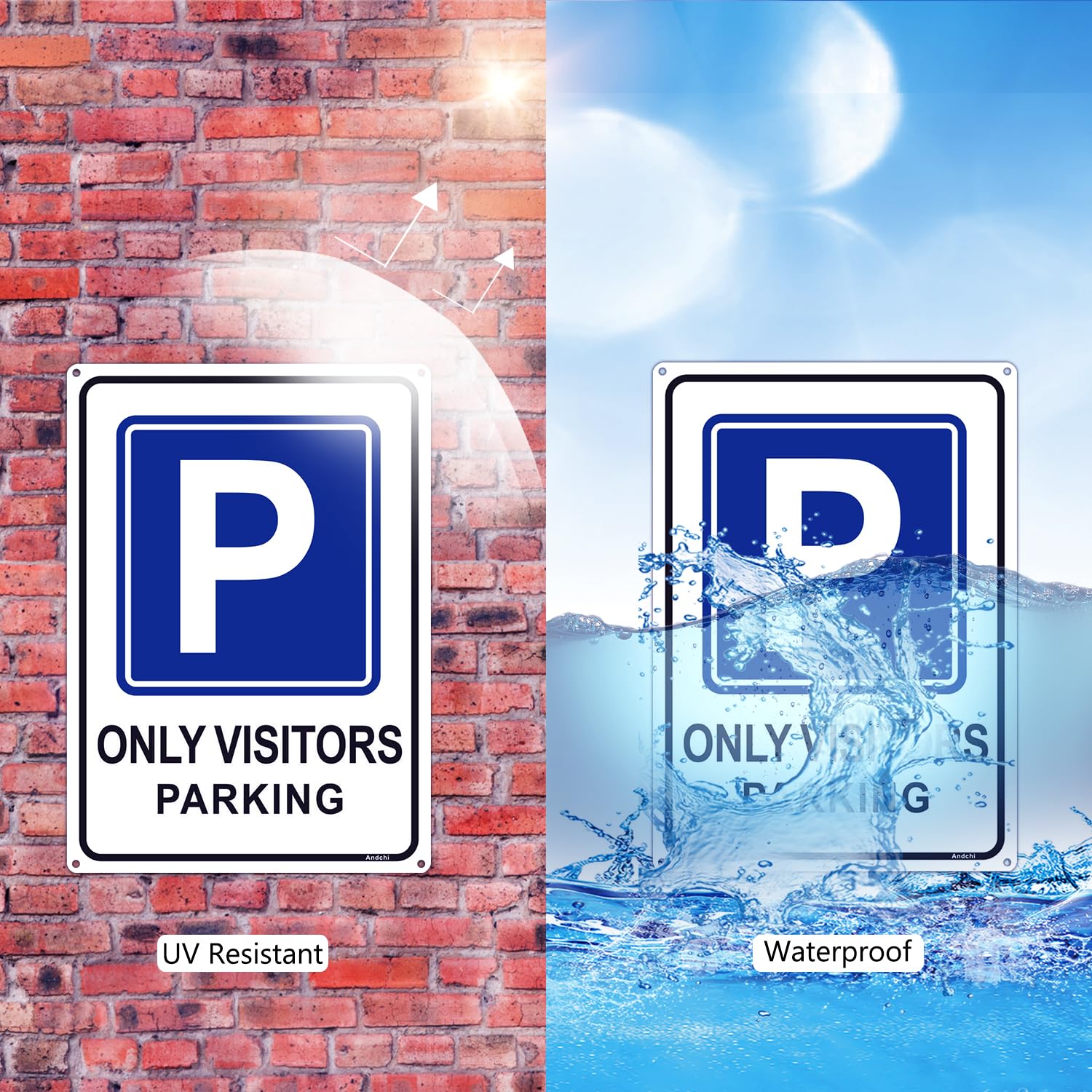 Andchi 2pcs Aluminium Metal Park Signage Visitor Parking Only Sign Guest Parking Signs Road Warning Sign for Private Parking Places Size 14 x 10 inch - Image 3
