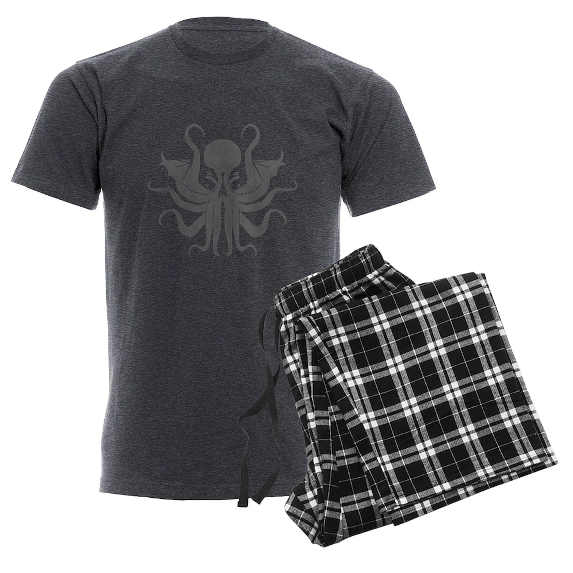 CafePress Cthulhu Men's Charcoal Pajamas Men's Charcoal Novelty Pajamas: Medium With Checker Pant